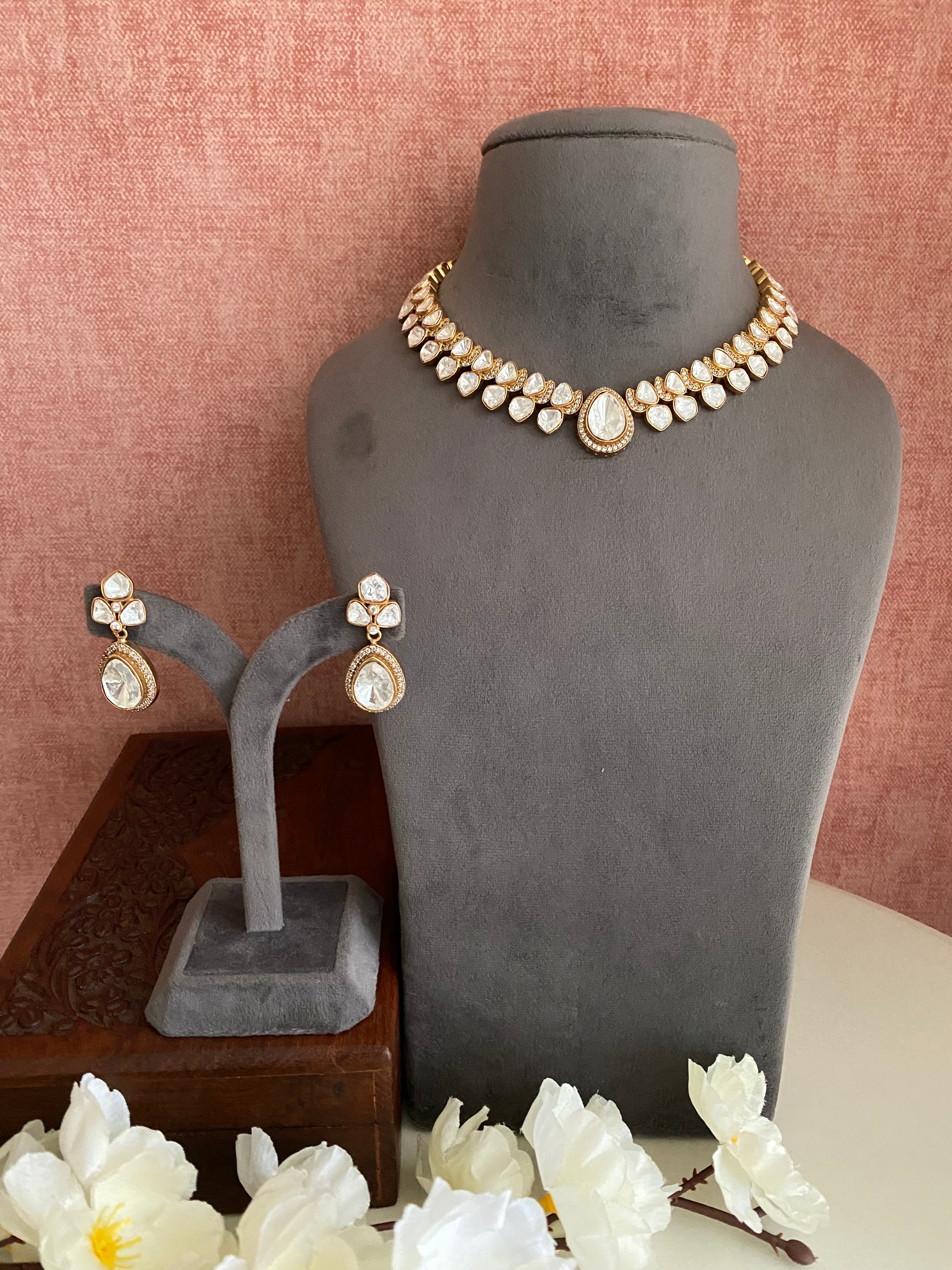 Moissanite Polki Necklace Set