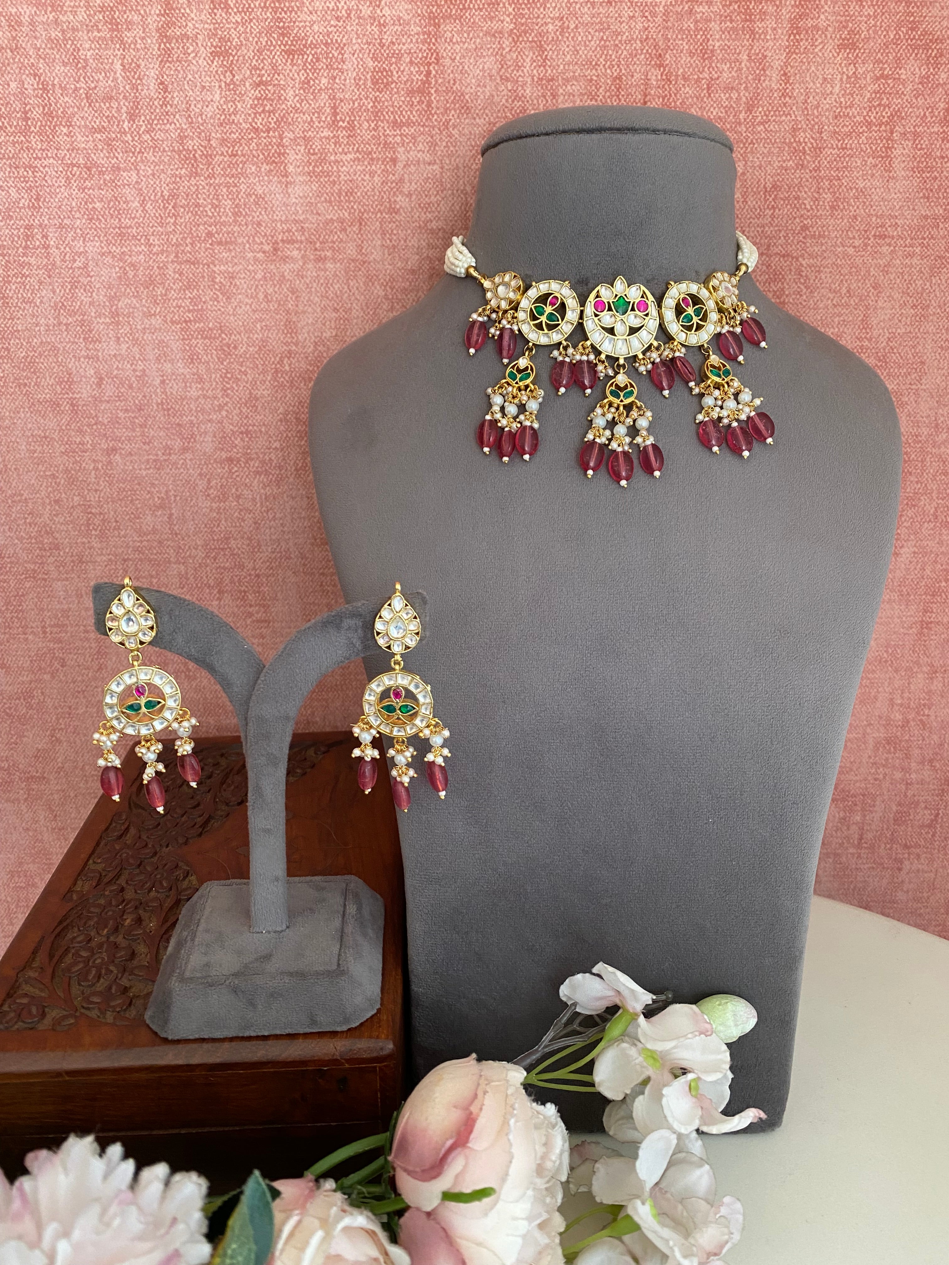 Gold plated kundan Choker Set