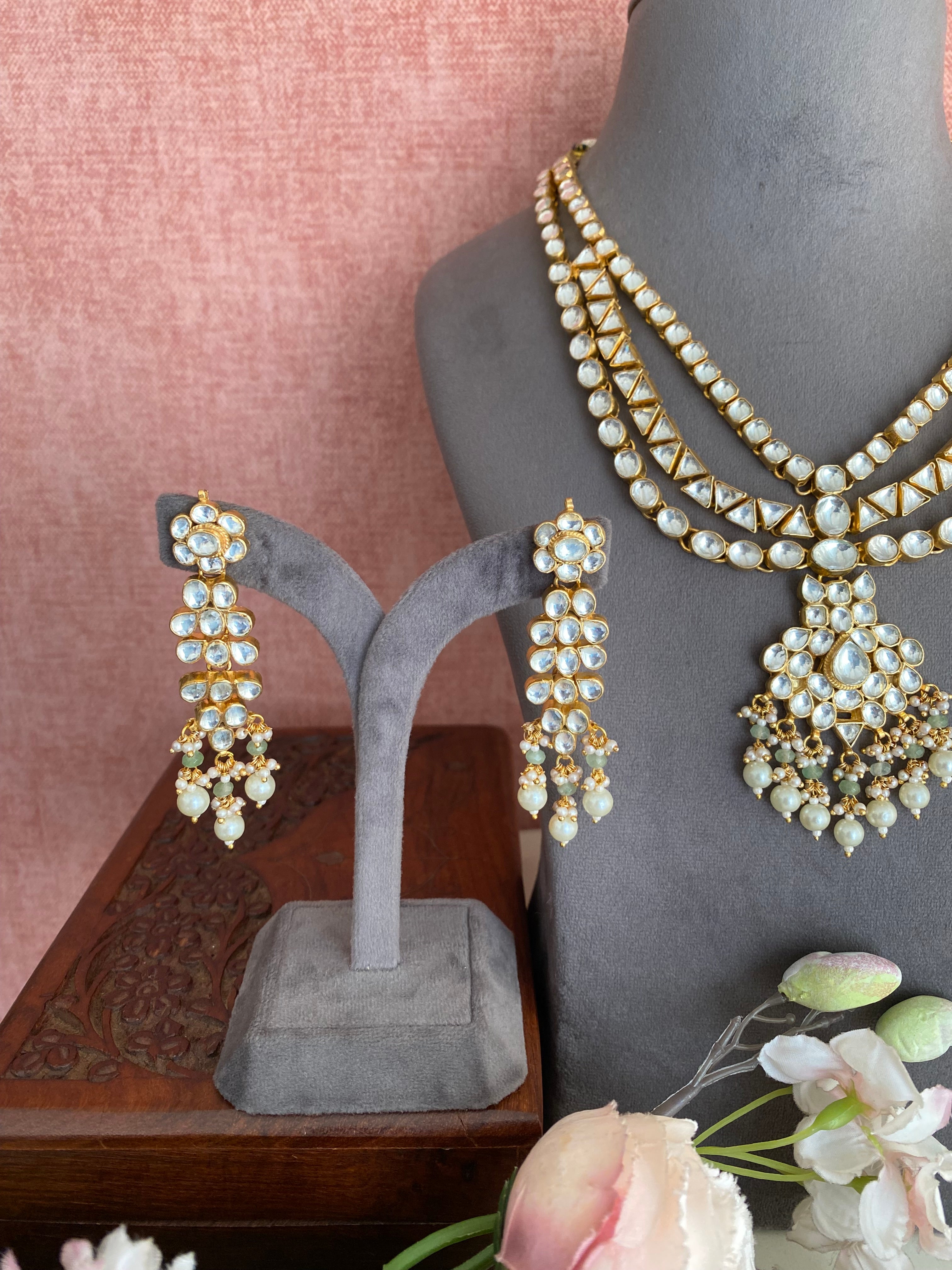 Gold Plated Kundan Long Necklace set