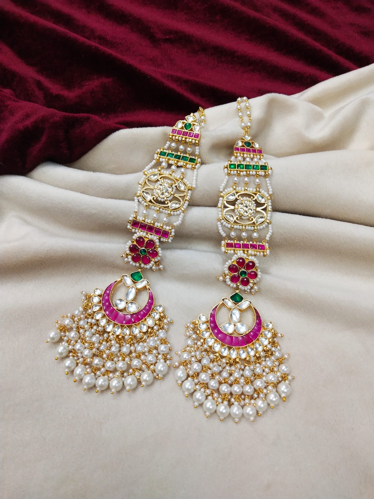 Gold plated Kundan Chandbaali Earring