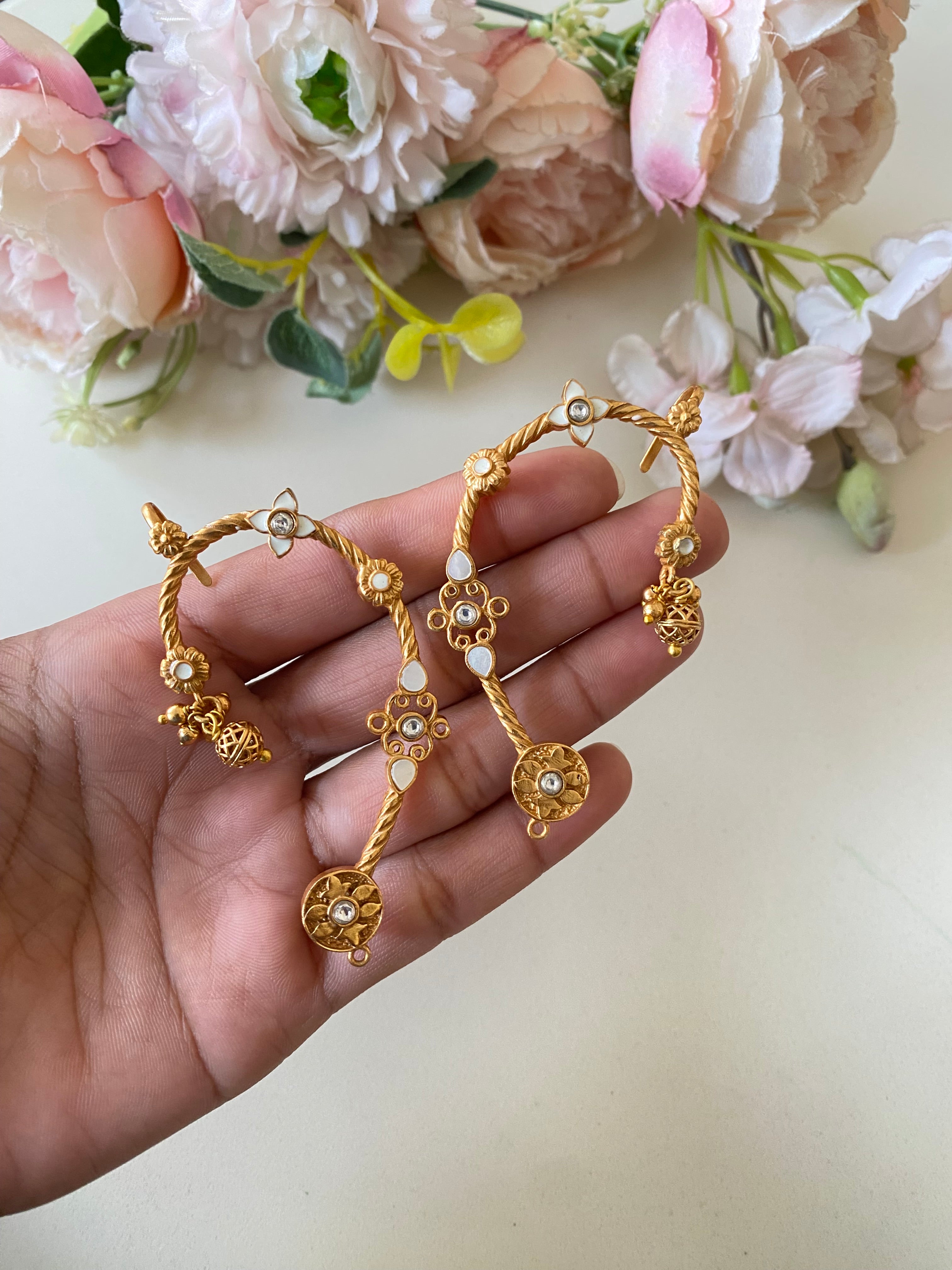 Gold plated Kundan Ear Cuff