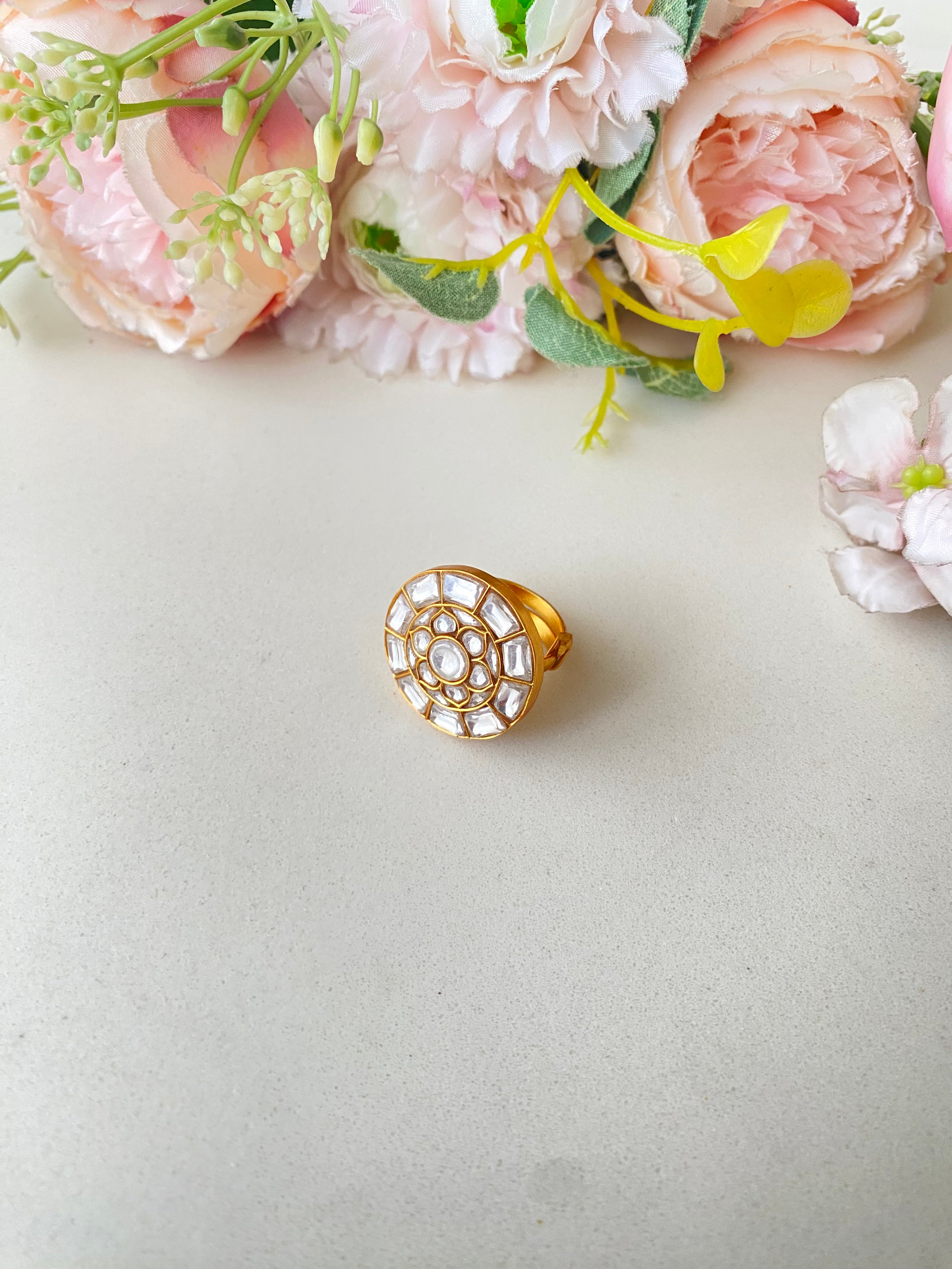 Gold plated Kundan Ring
