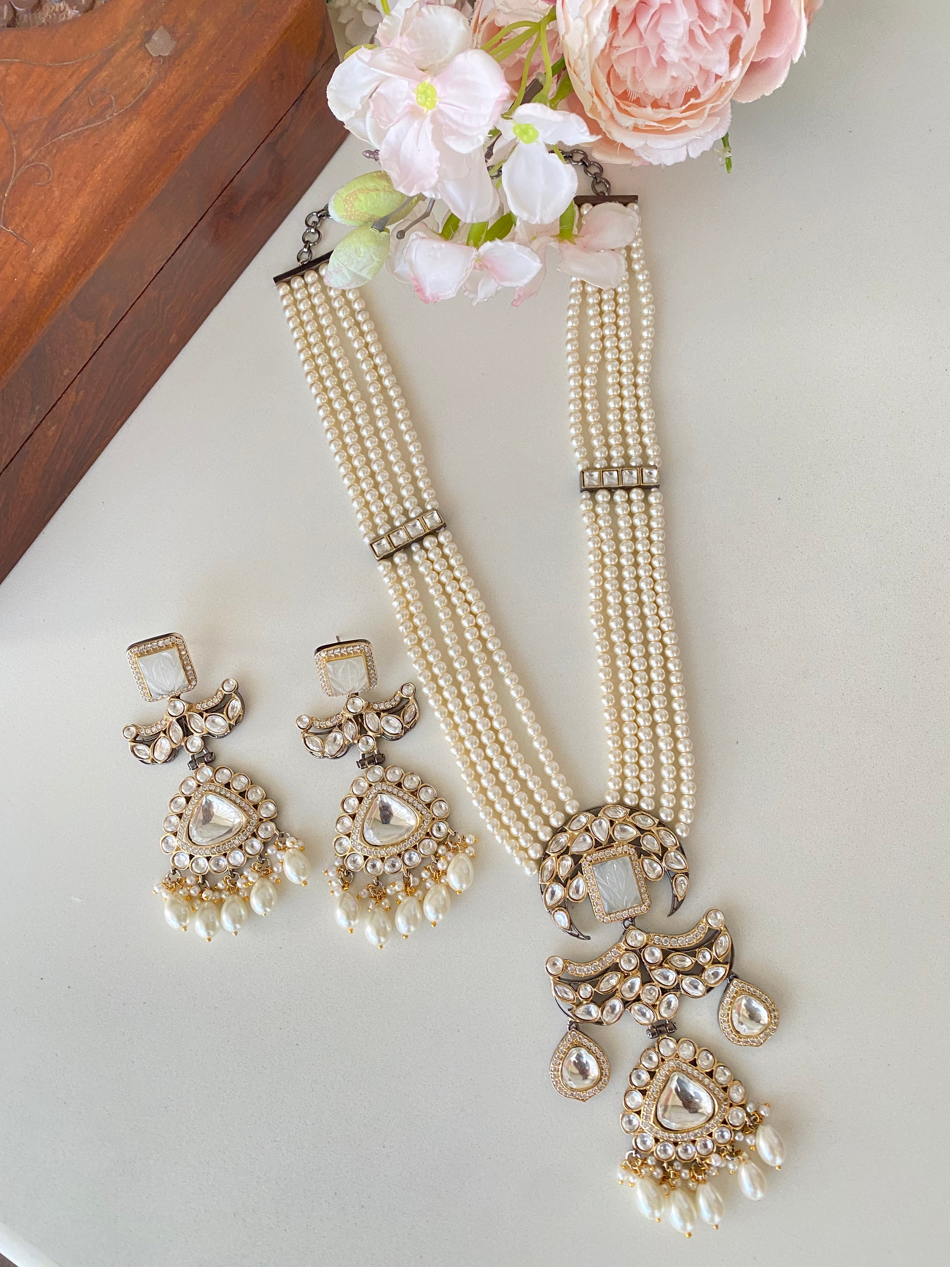 Silver plated Moissanite Necklace Set