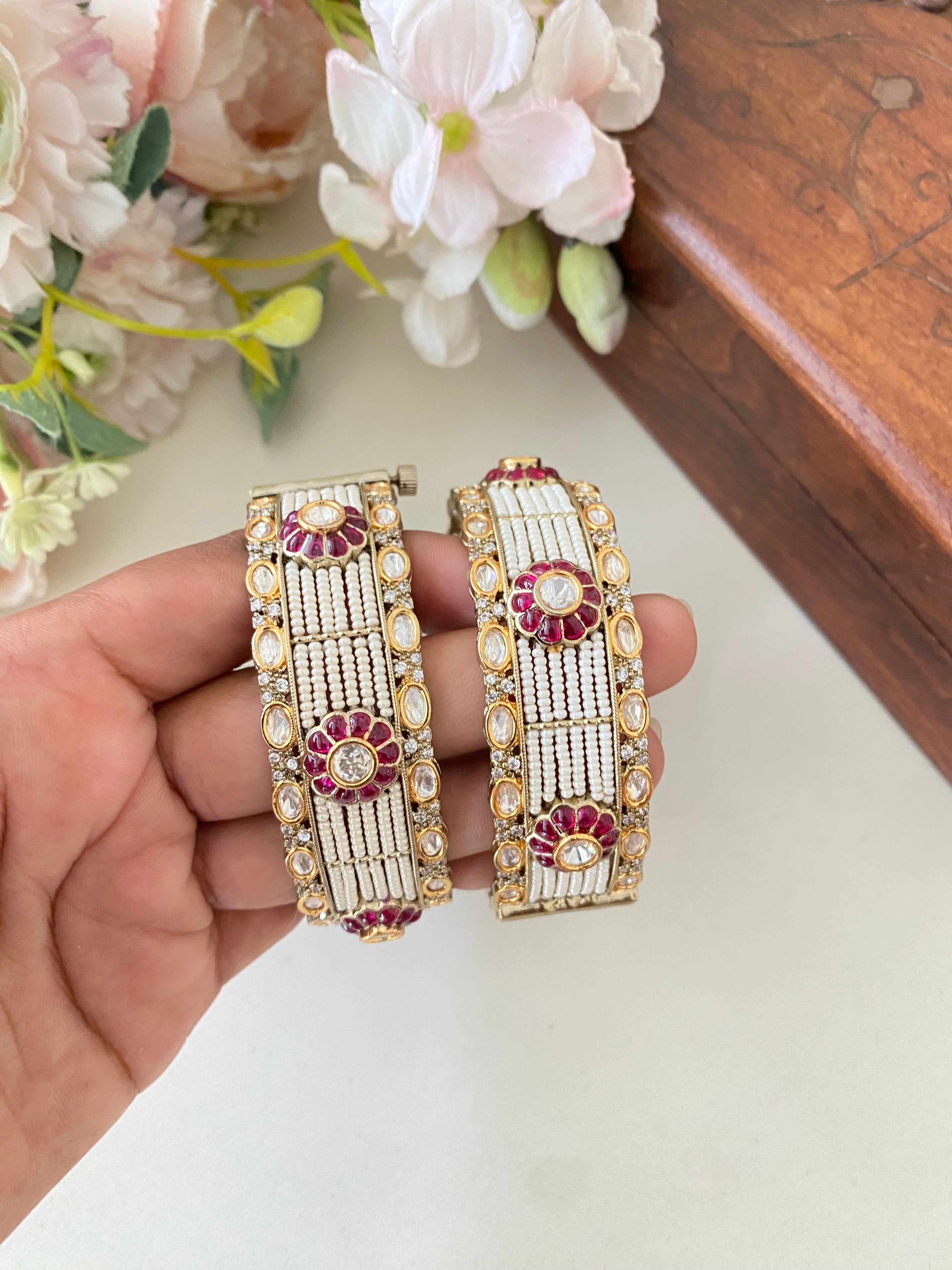 Dual plated Moissanite Pink Bangles