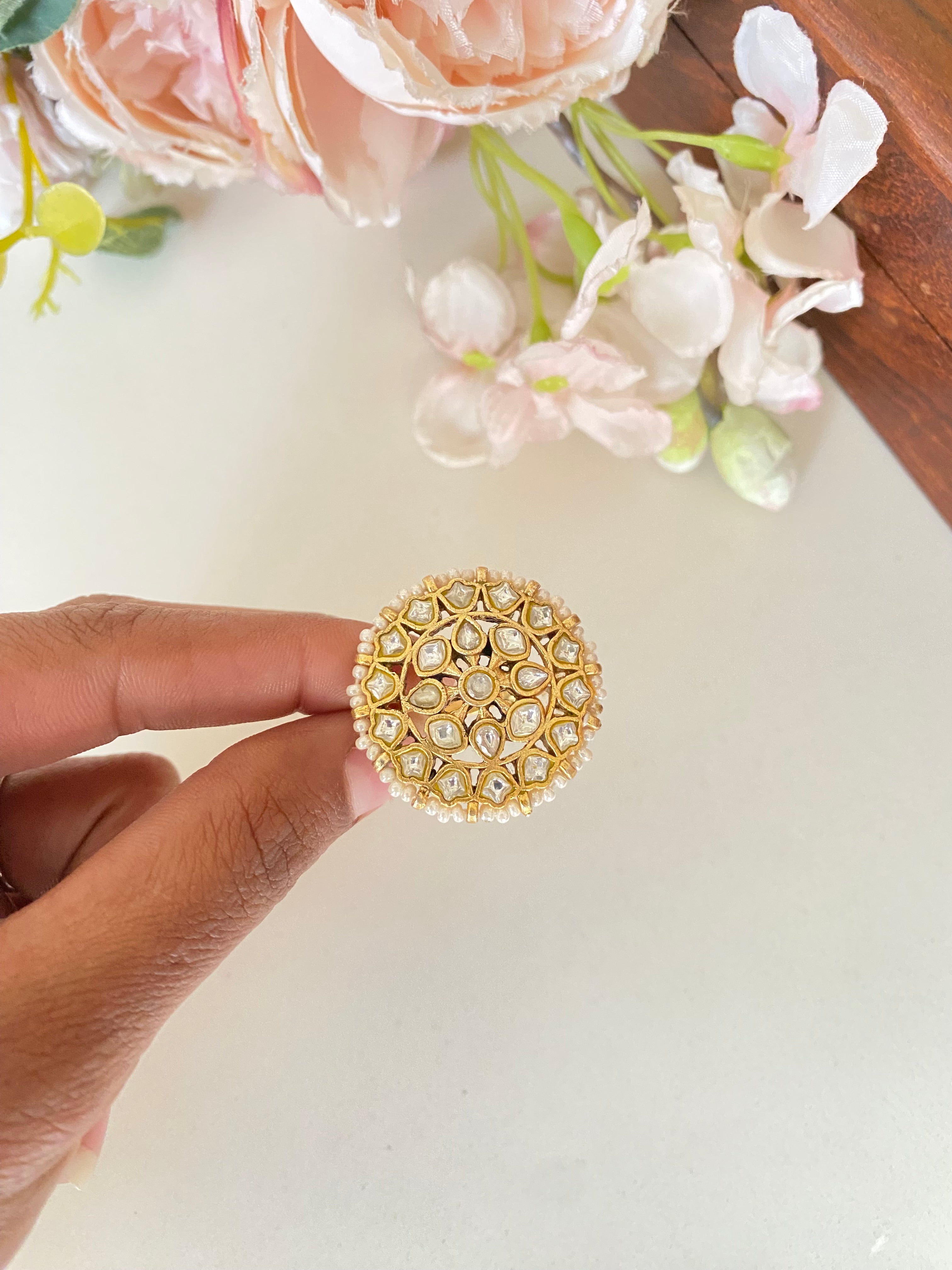 Gold plated Kundan Ring
