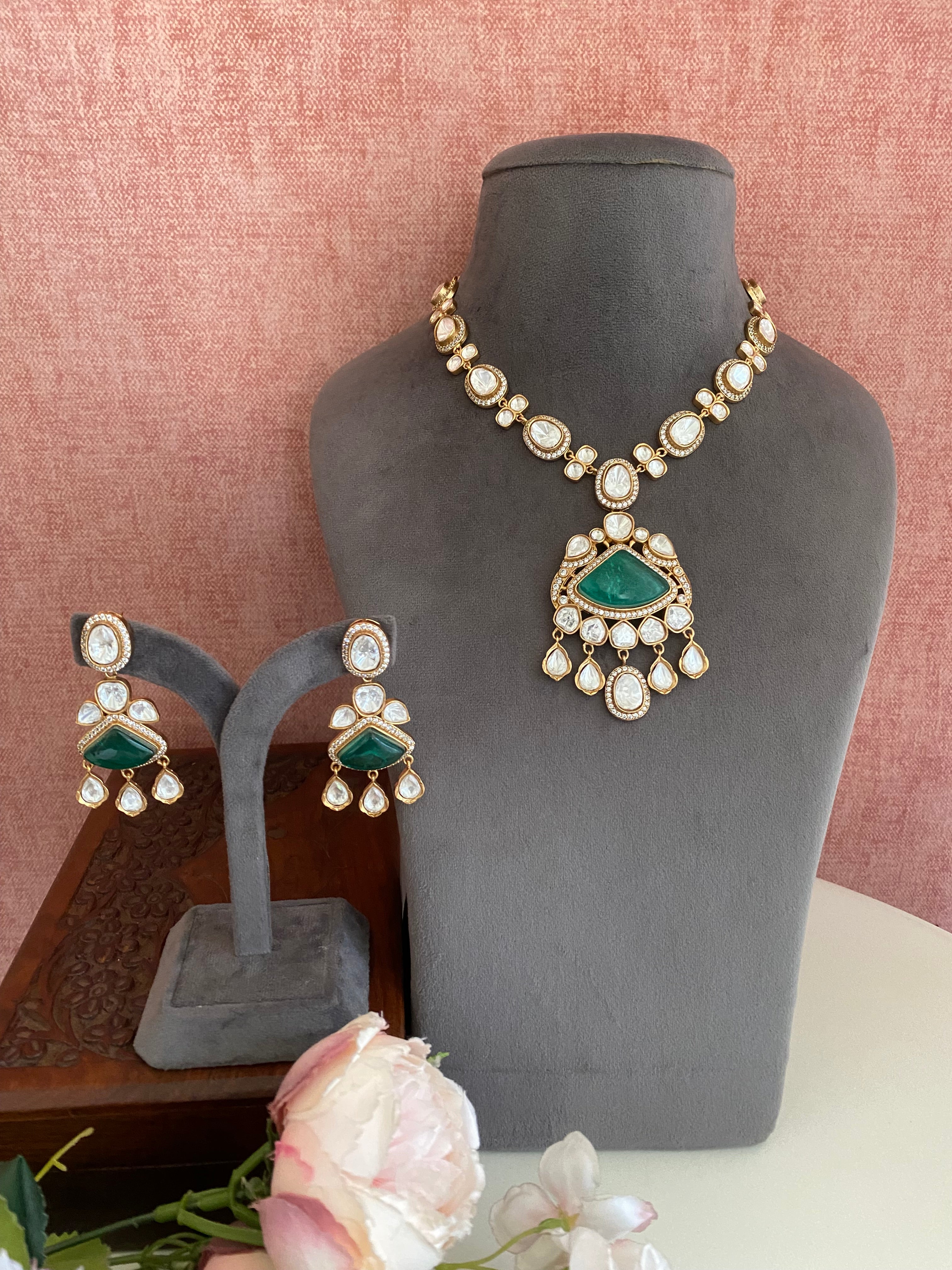 Gold plated Moissanite Necklace Set