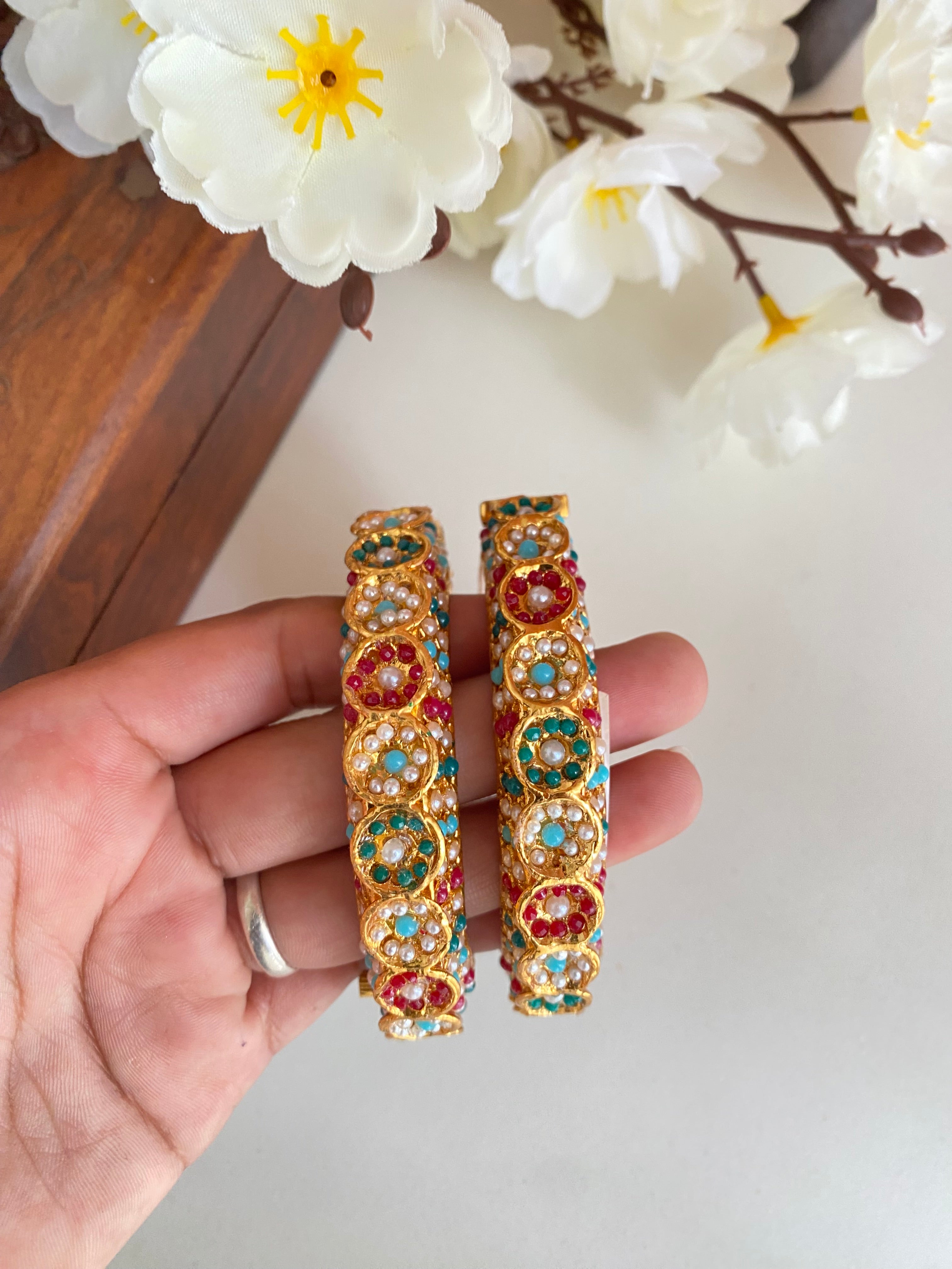 Amritsari Jadau Gold Plated  Bangles