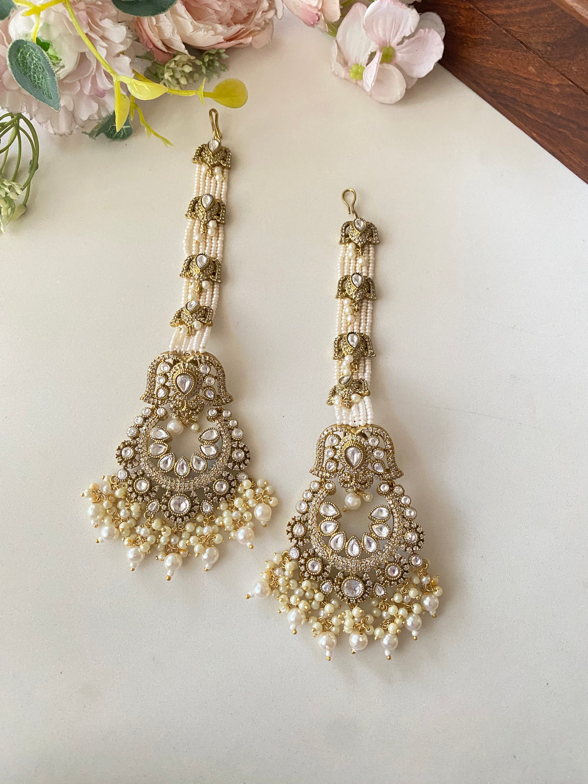 Moissanite Polki Chandbali Earring