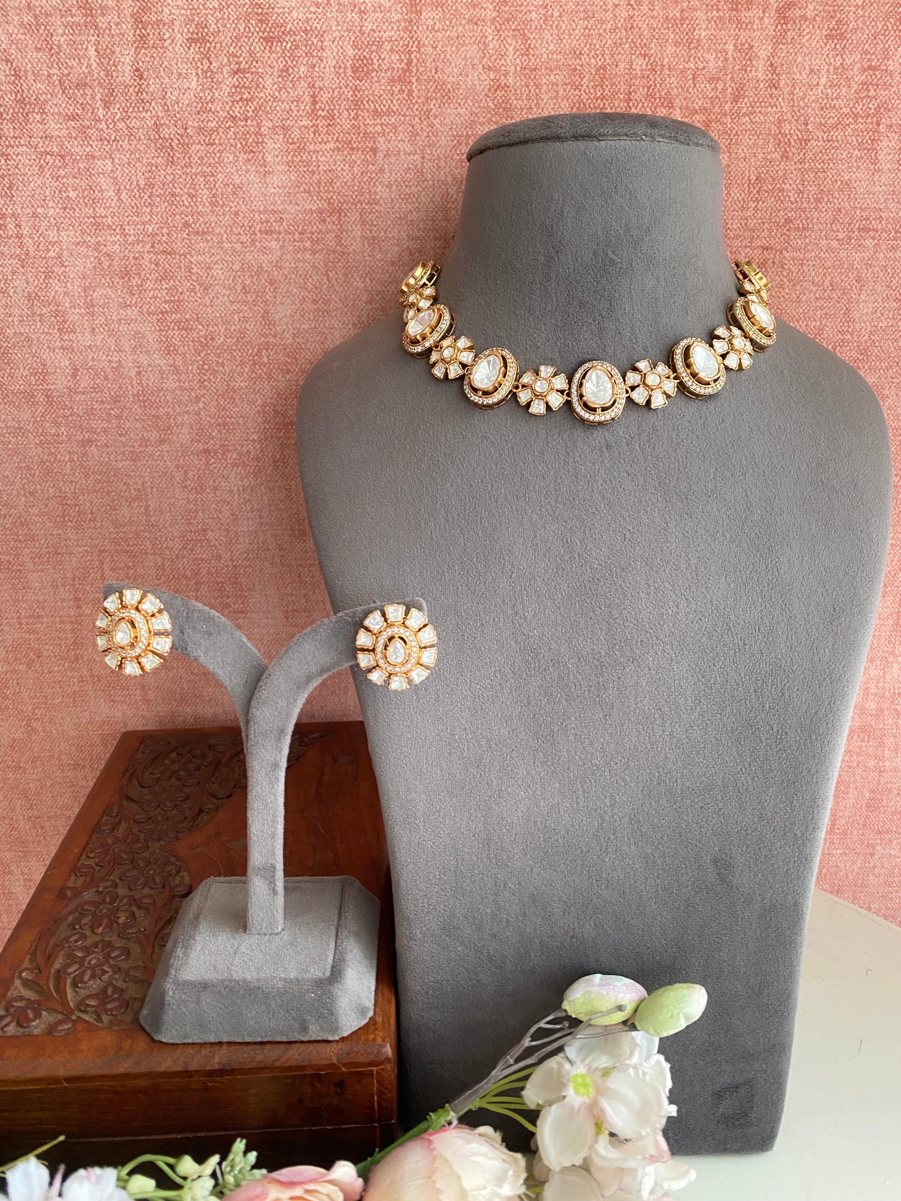 Moissanite Polki Necklace Set
