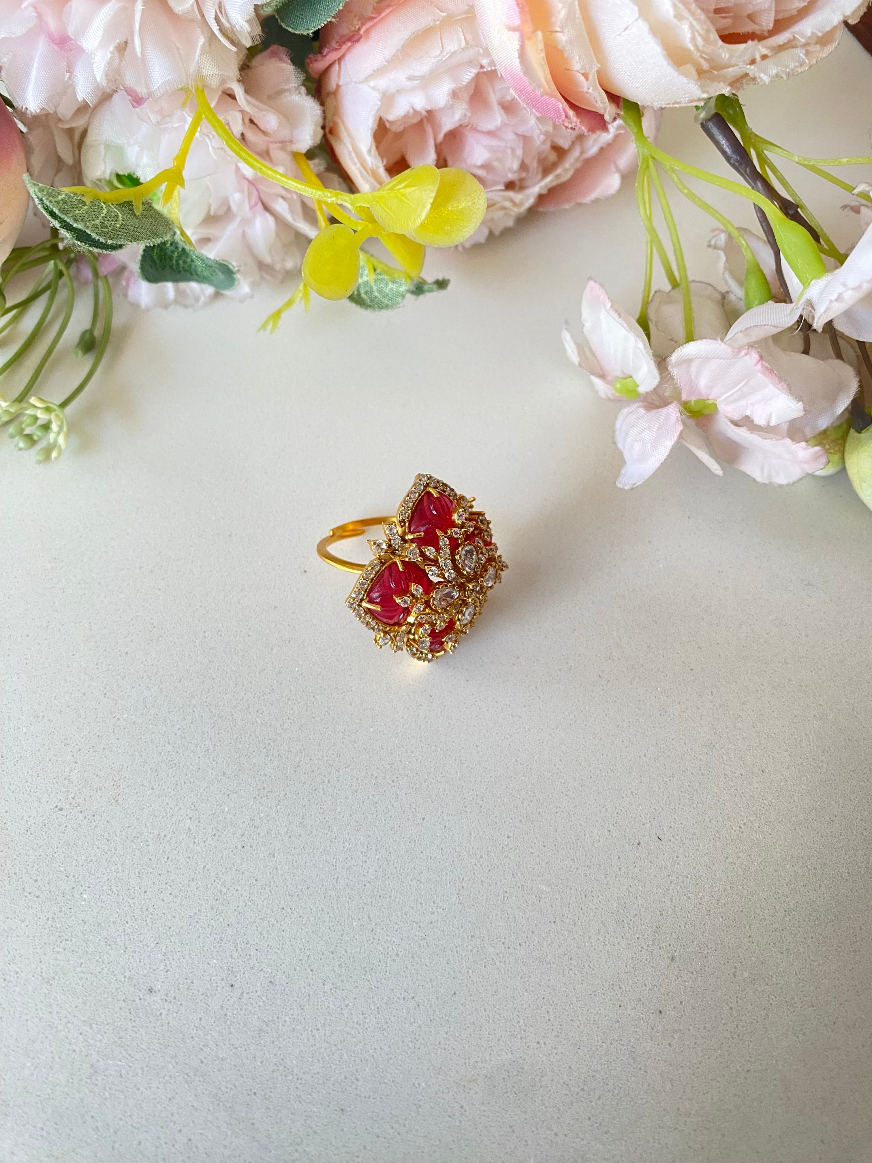 Moissanite Polki Ring