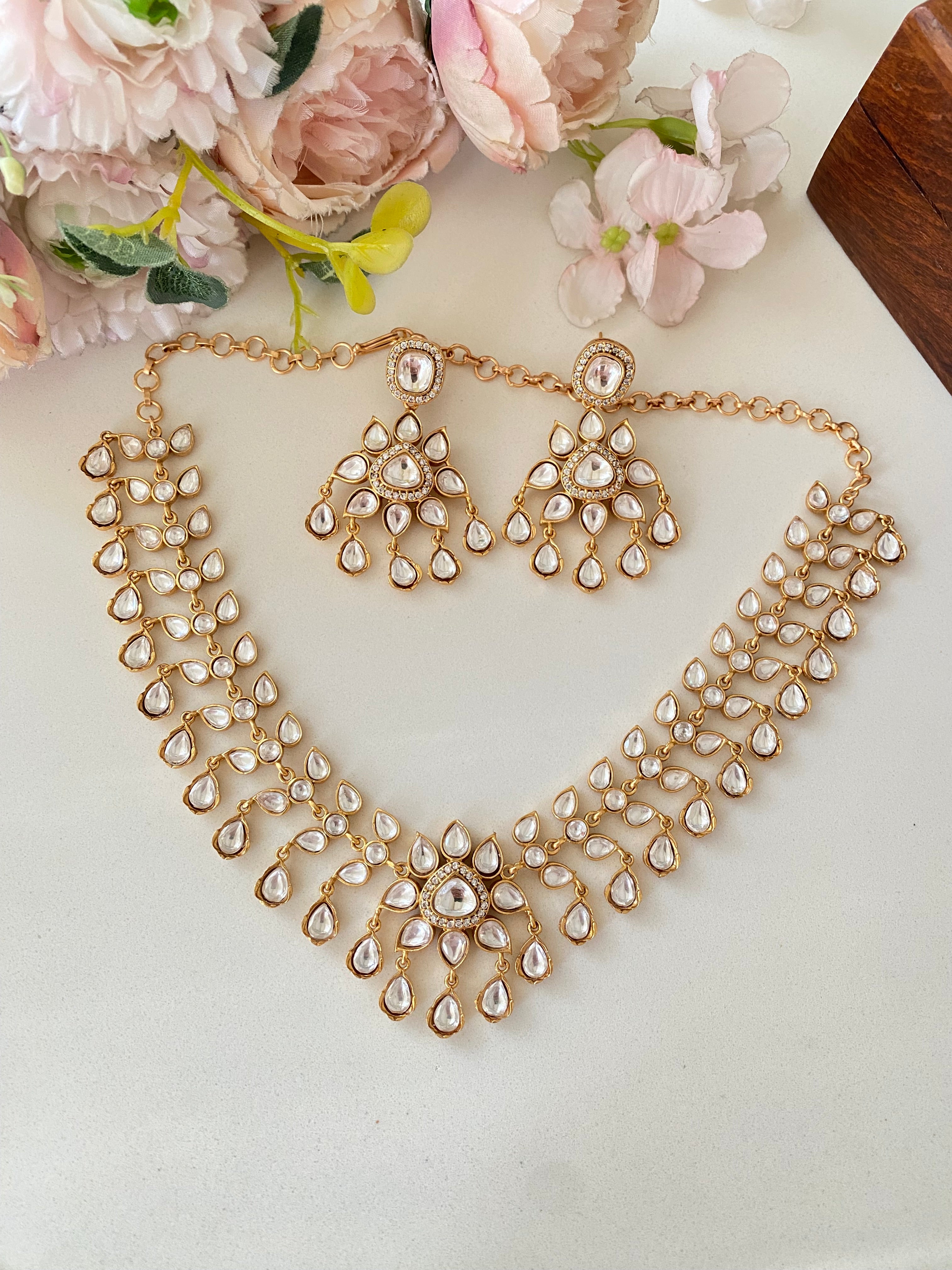 Moissanite Polki Necklace Set