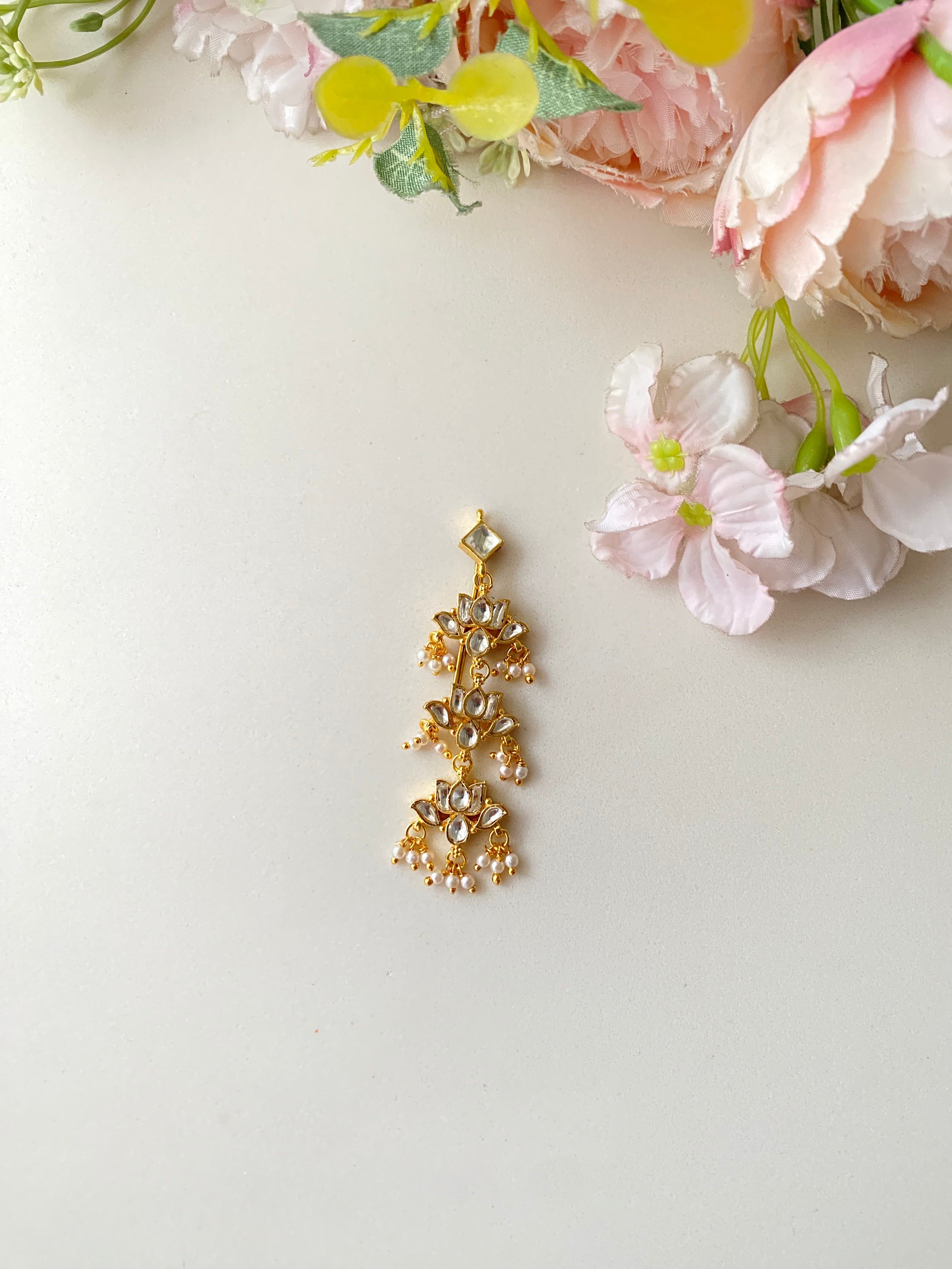 Gold Plated Kundan braid pin