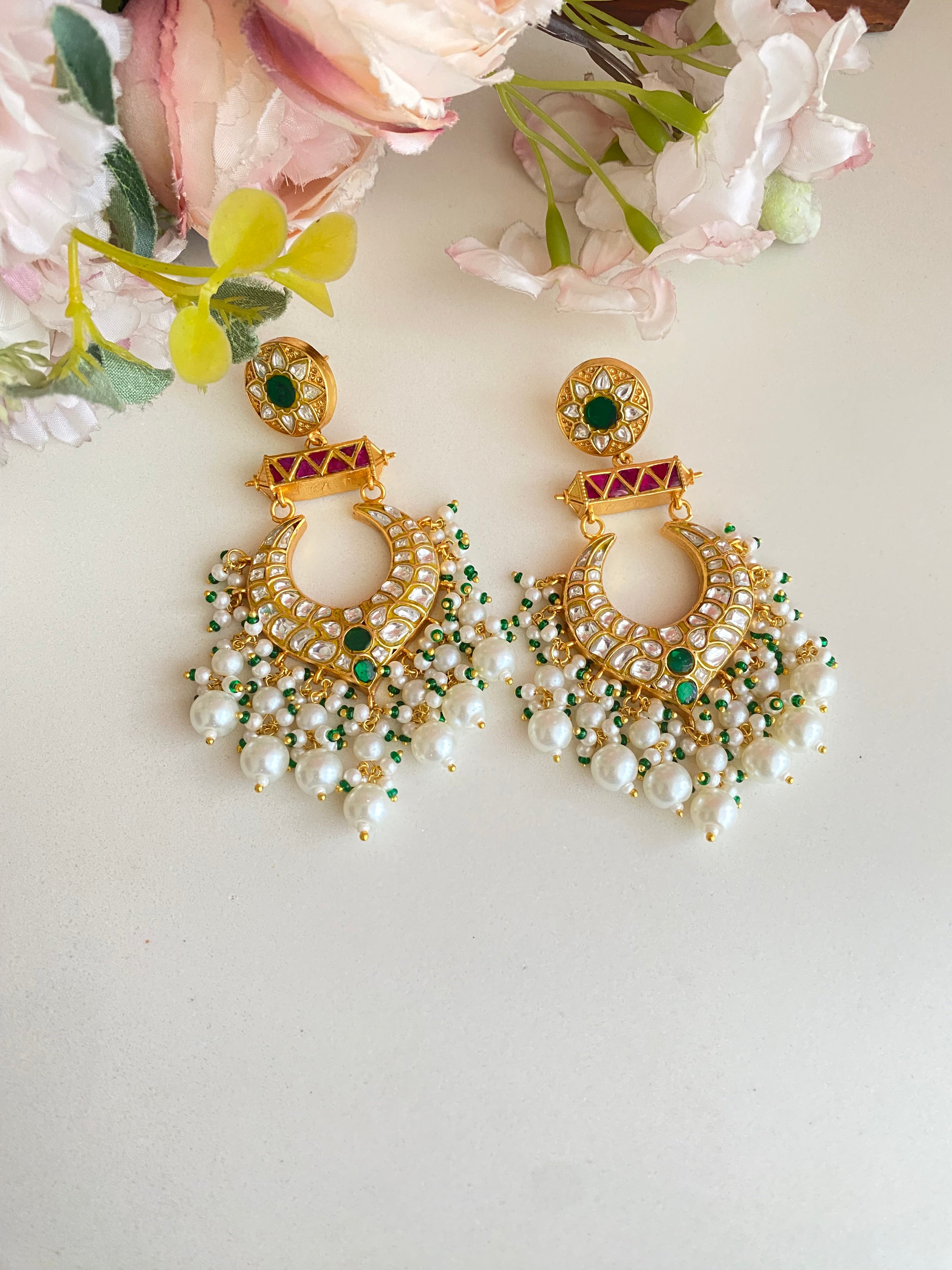 Multi Color Kundan Earrings