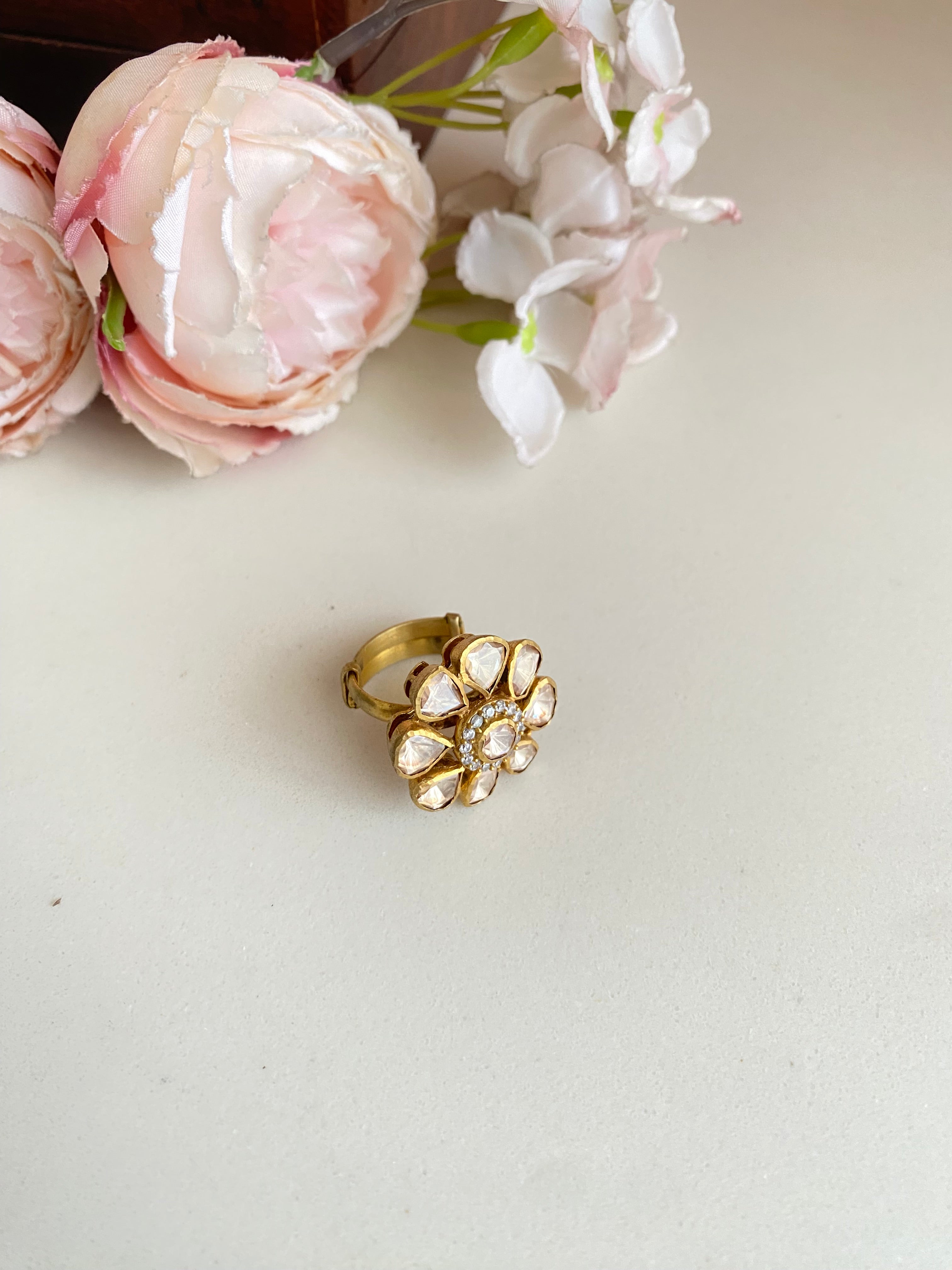 Moissanite Polki Ring