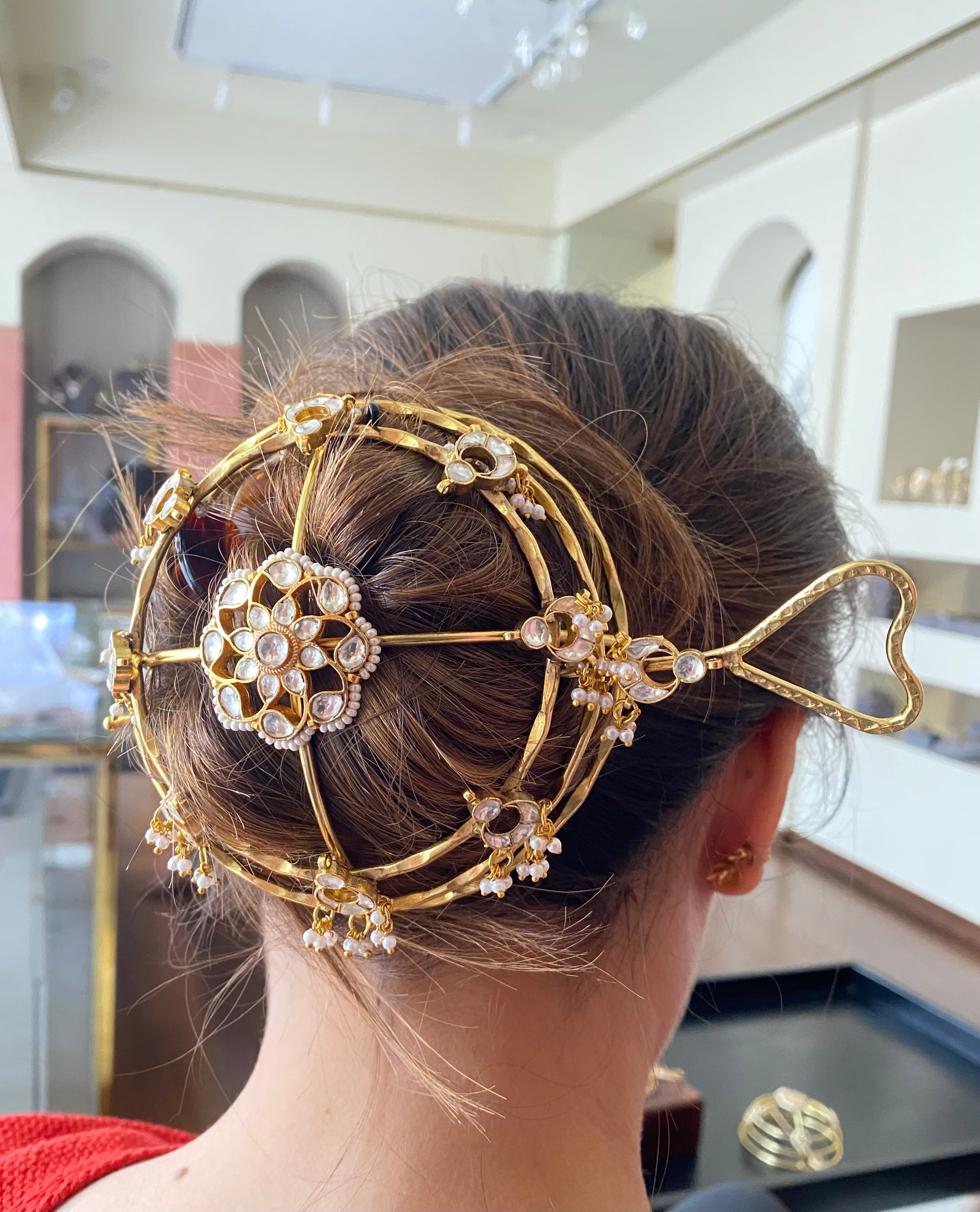 Kundan Hair Bun Holder with Juda Stick
