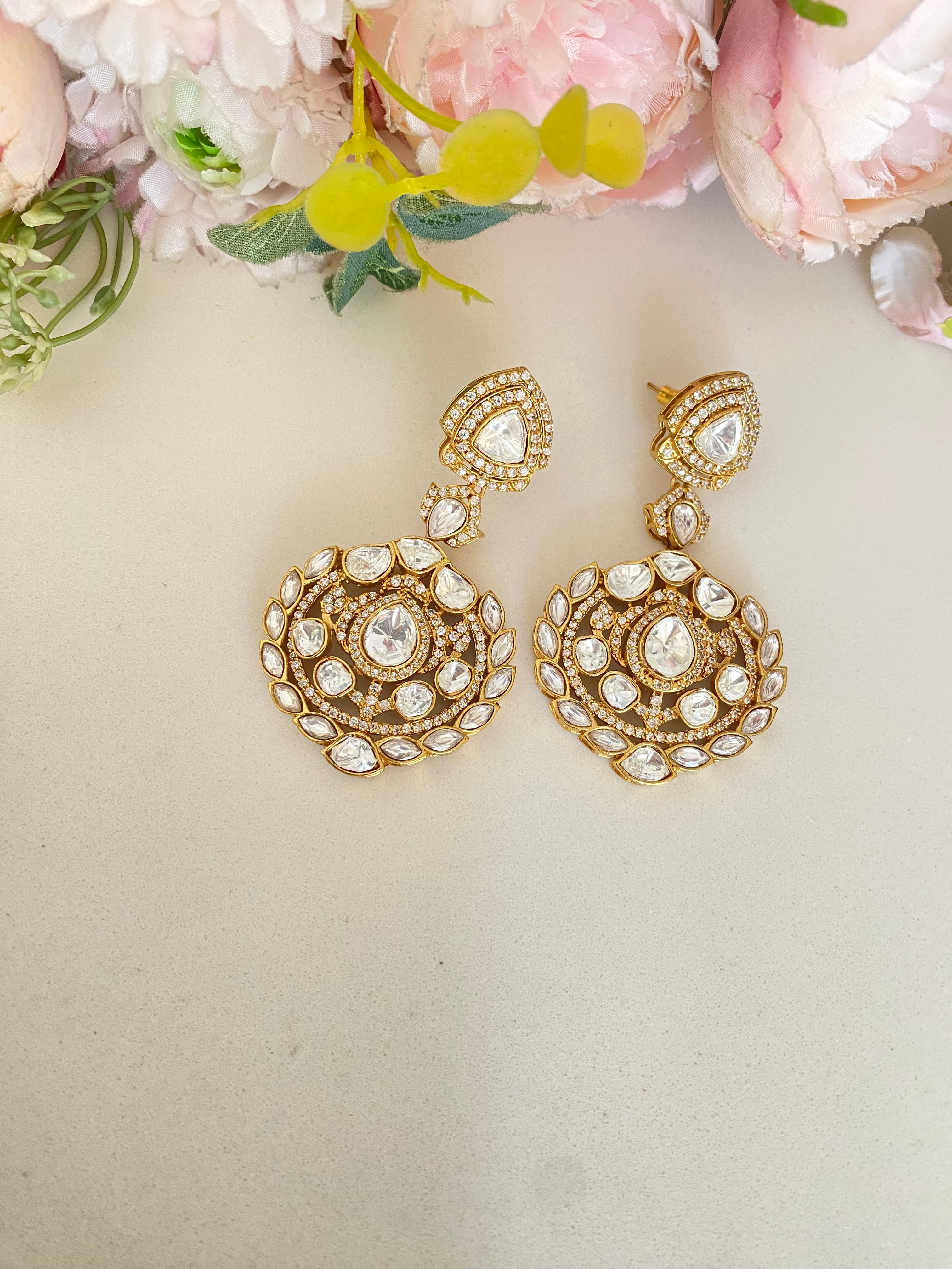 Moissanite Polki Earring