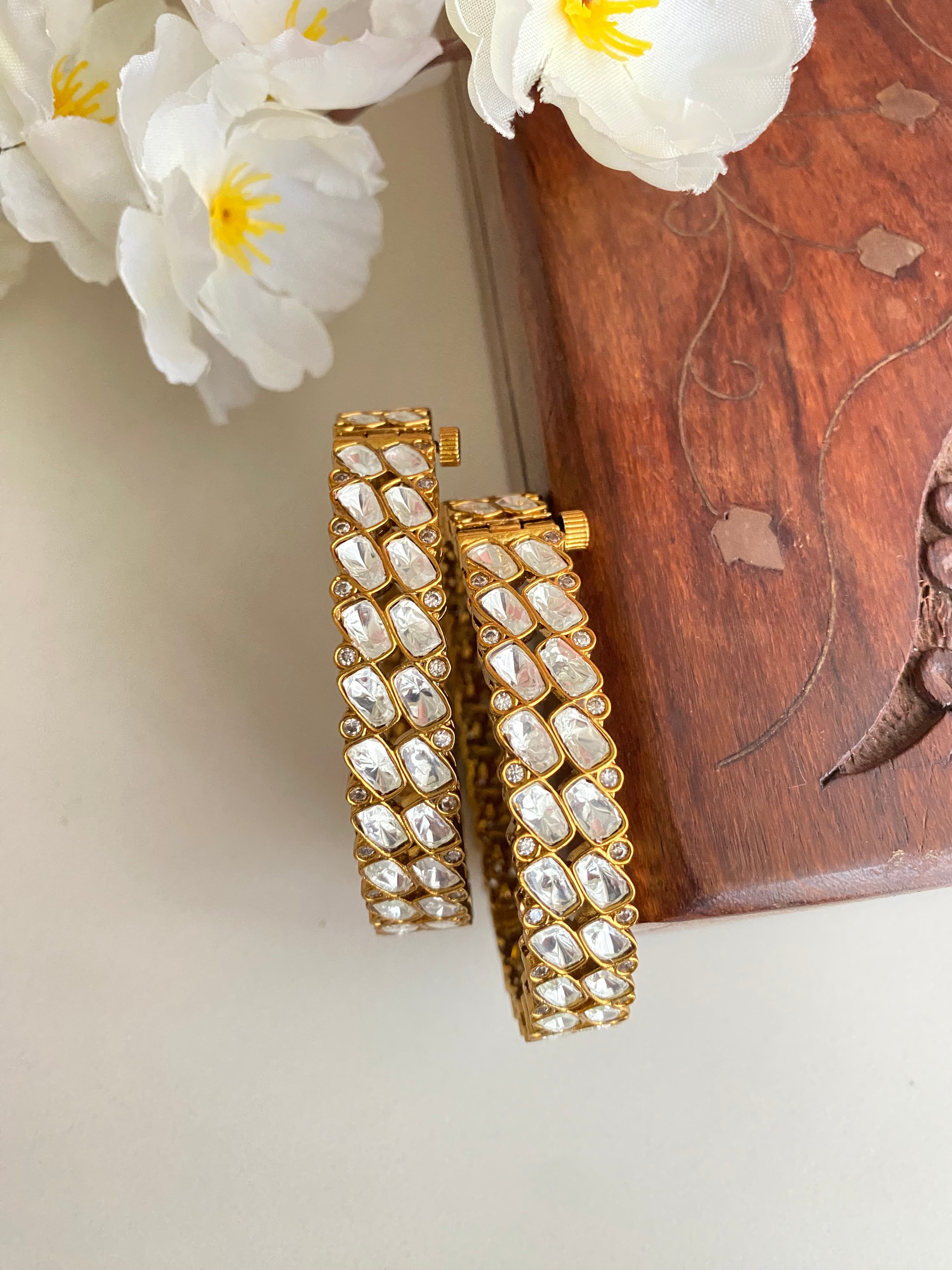 Gold plated Moissanite Bangles