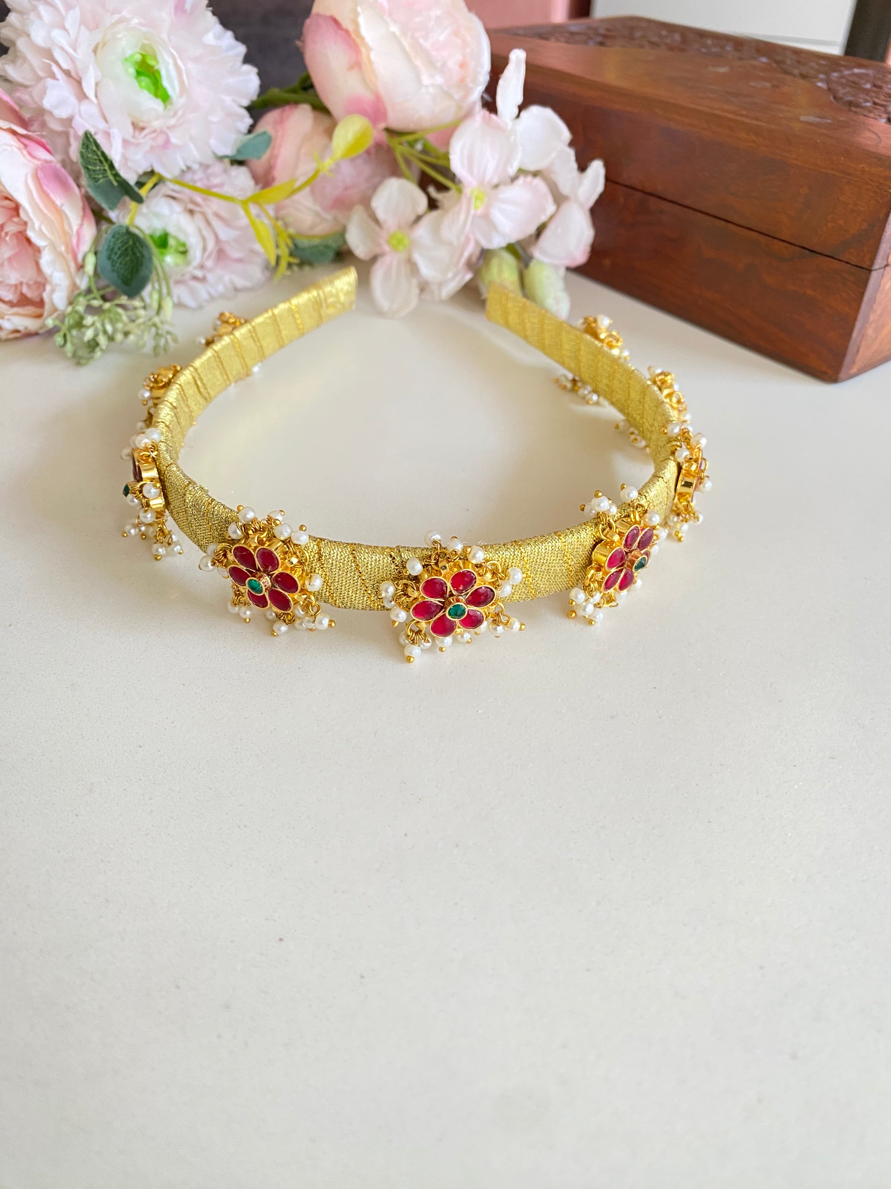 Gold Plated Kundan Hairband