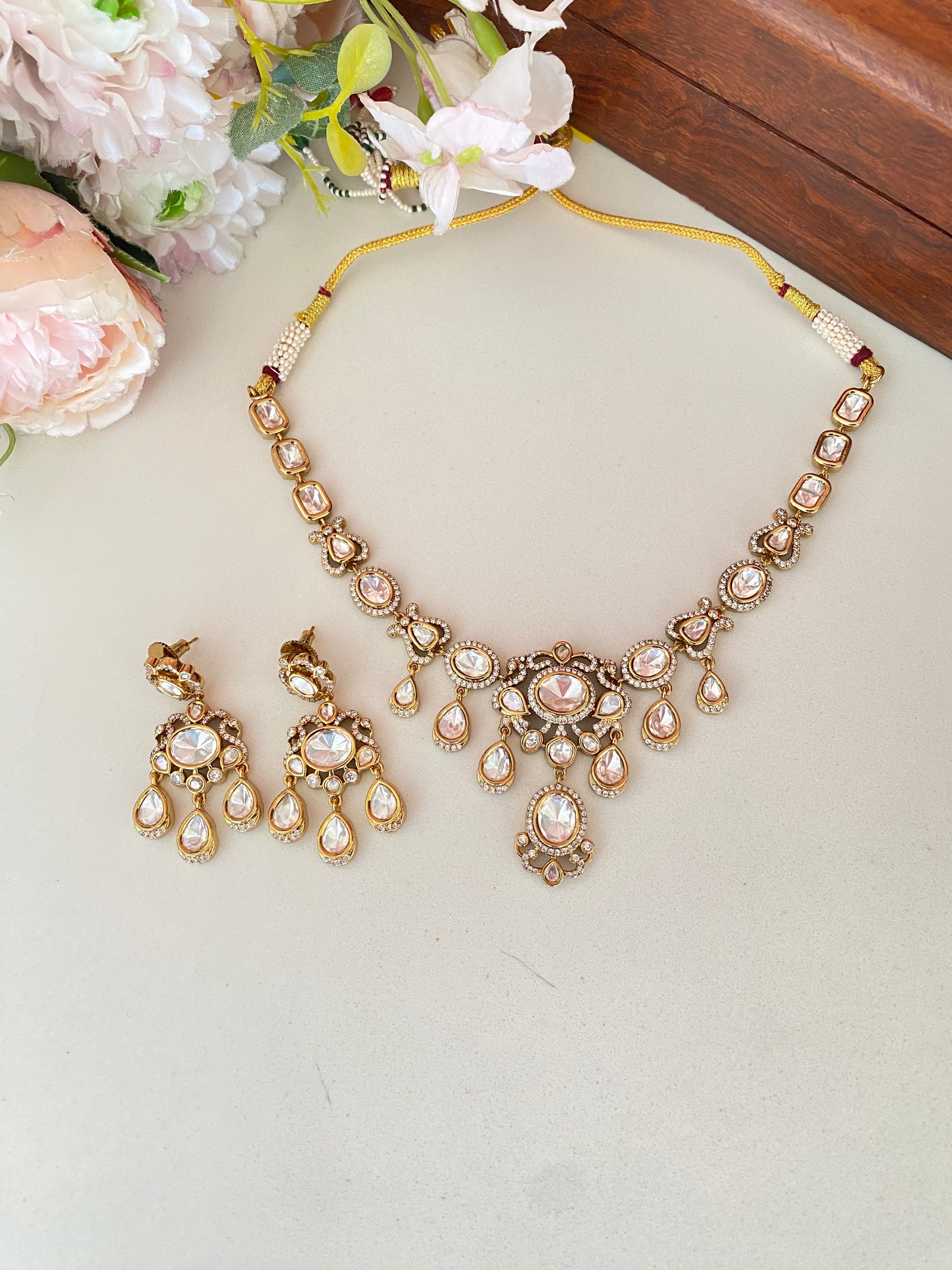 Moissanite Polki Necklace Set