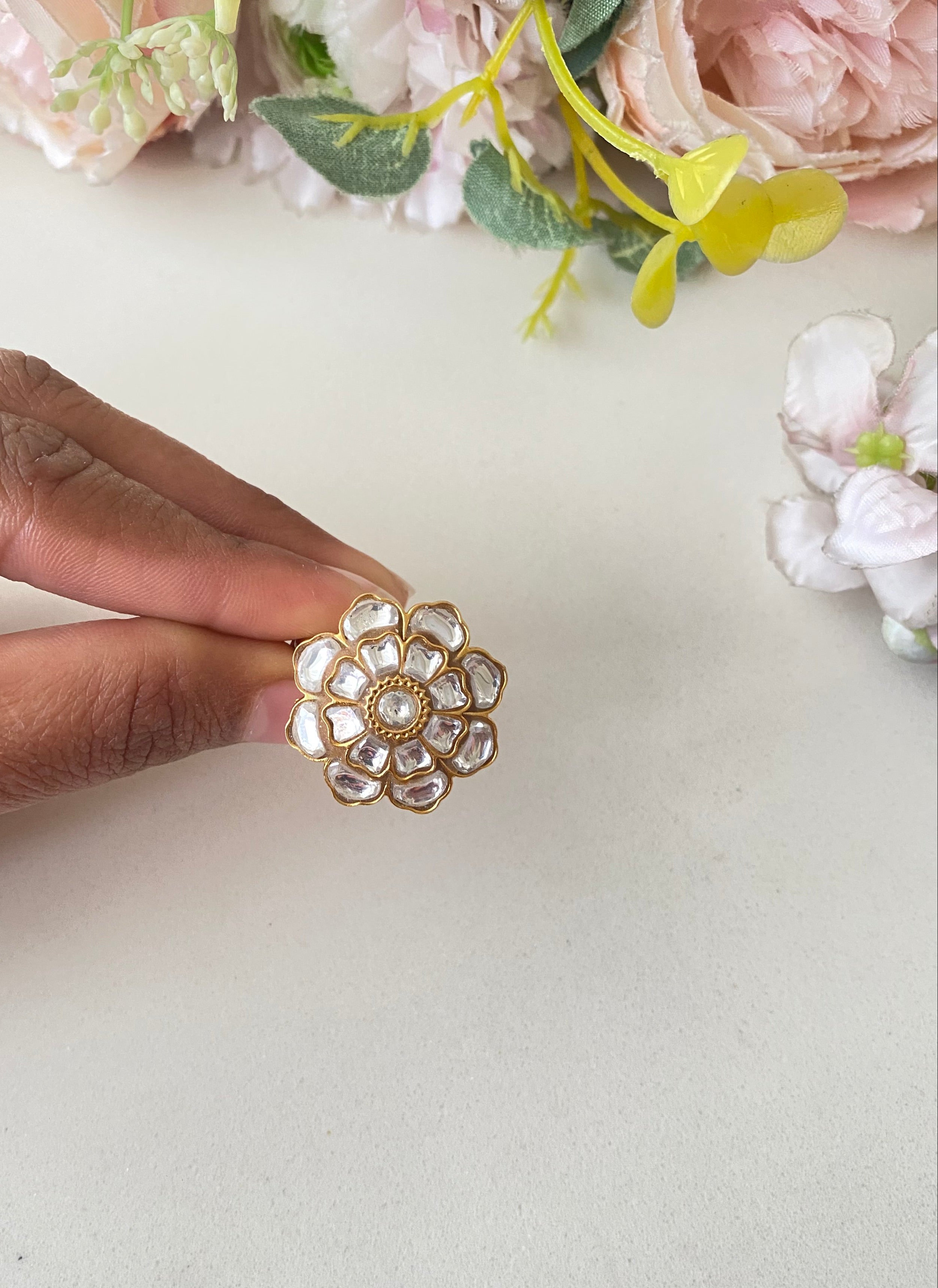 Gold plated Kundan Ring