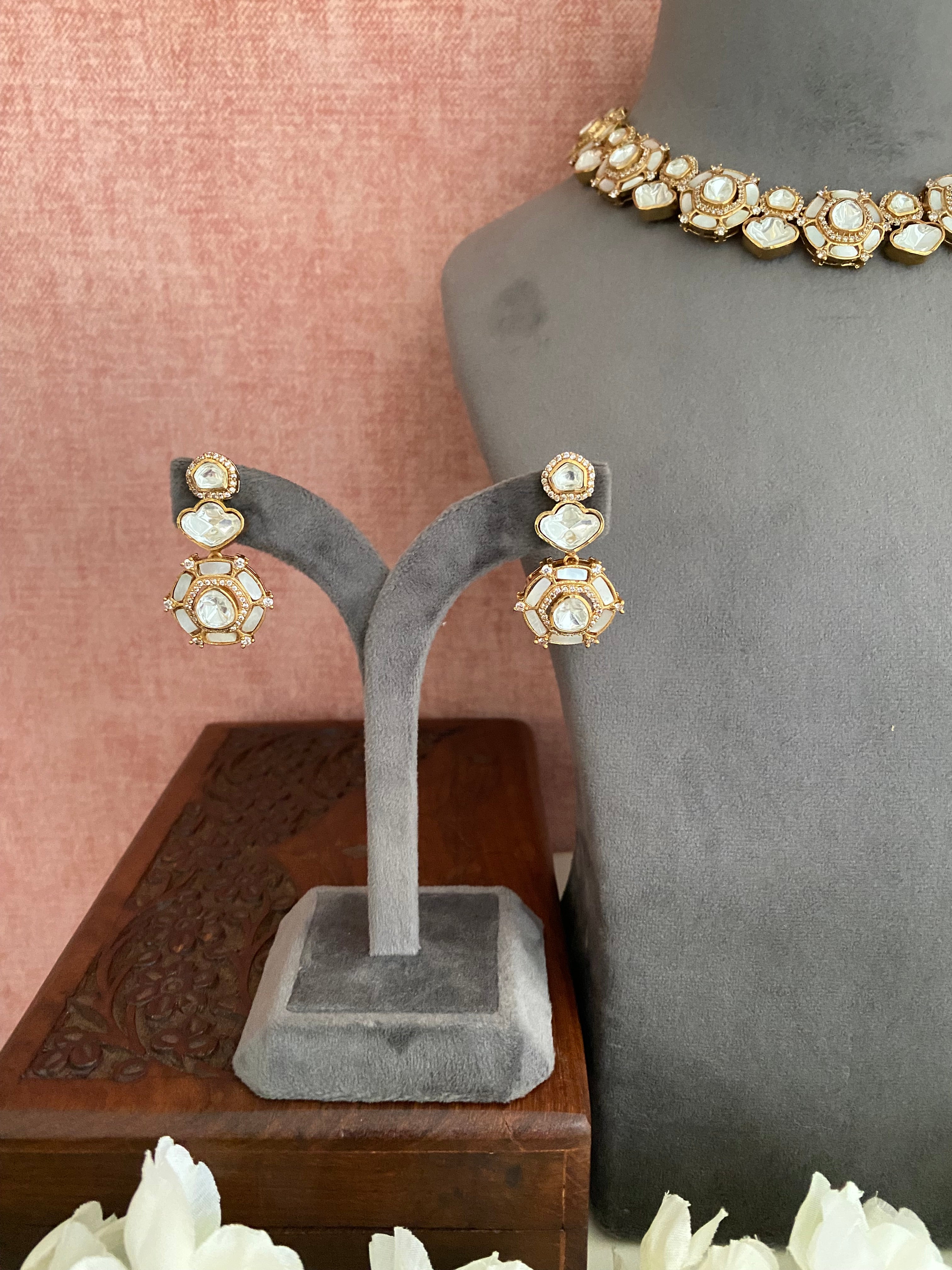 Gold plated Moissanite Choker set