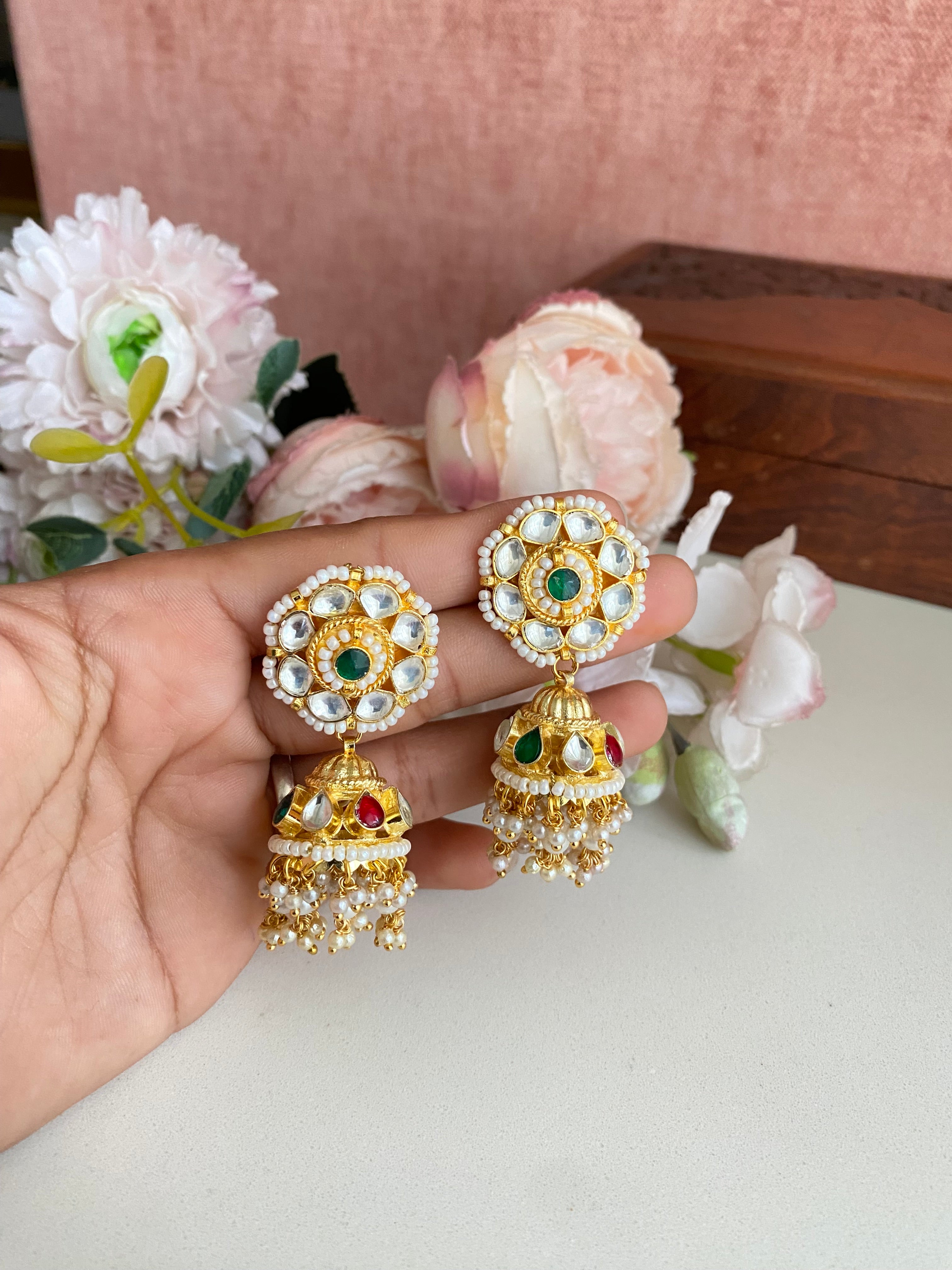 Multi Color Kundan Jhumka