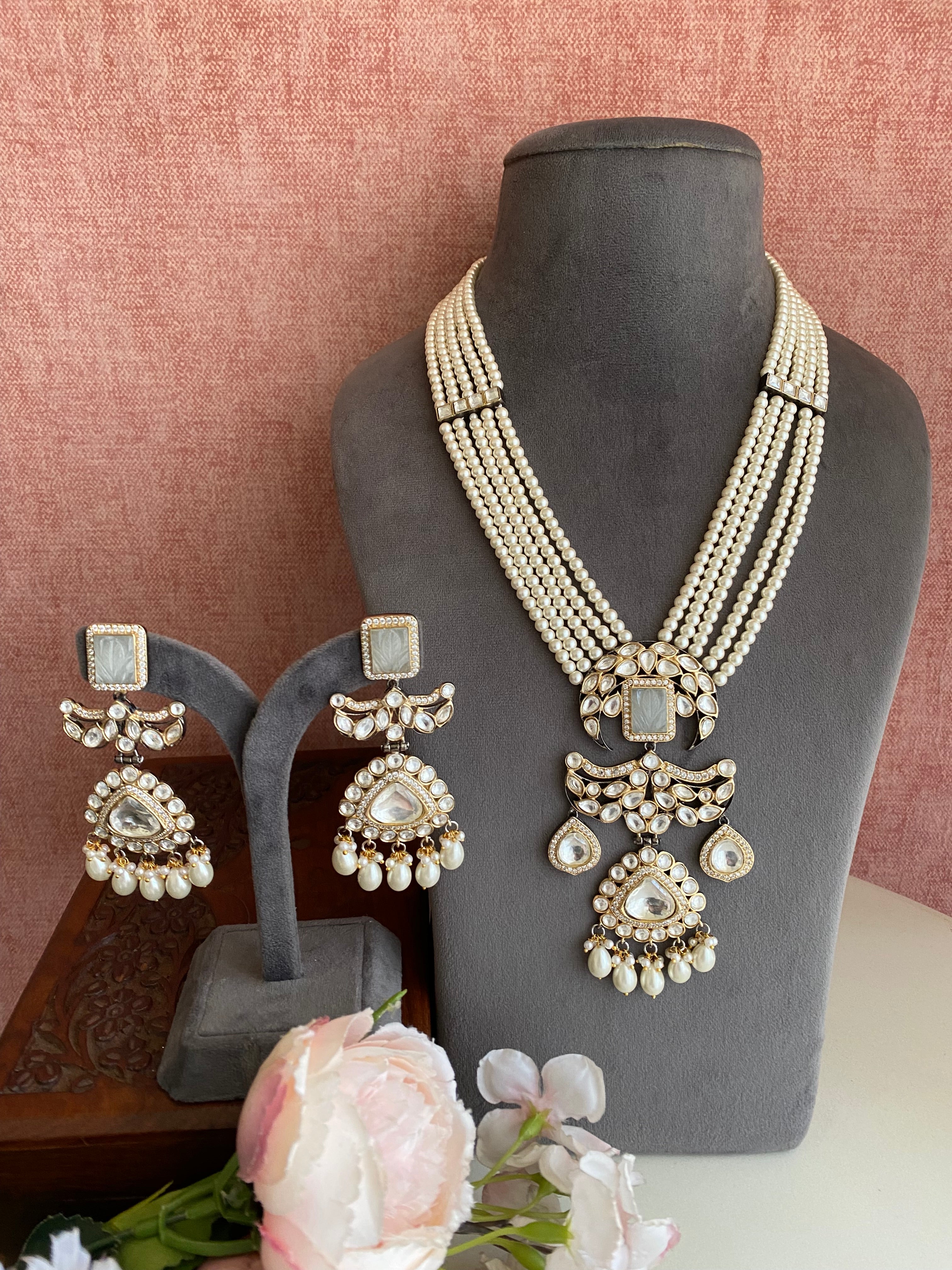 Silver plated Moissanite Necklace Set