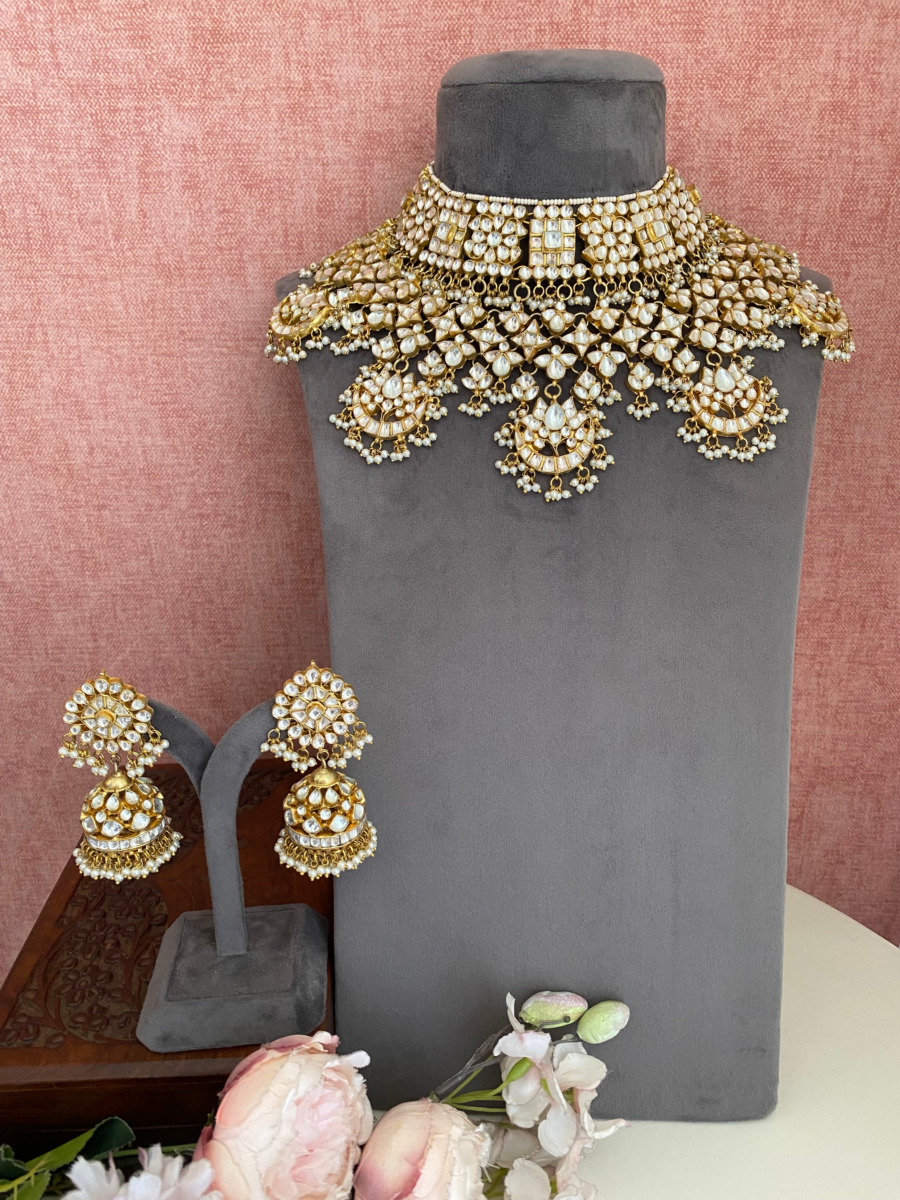 Gold plated Kundan Bridal Necklace Set