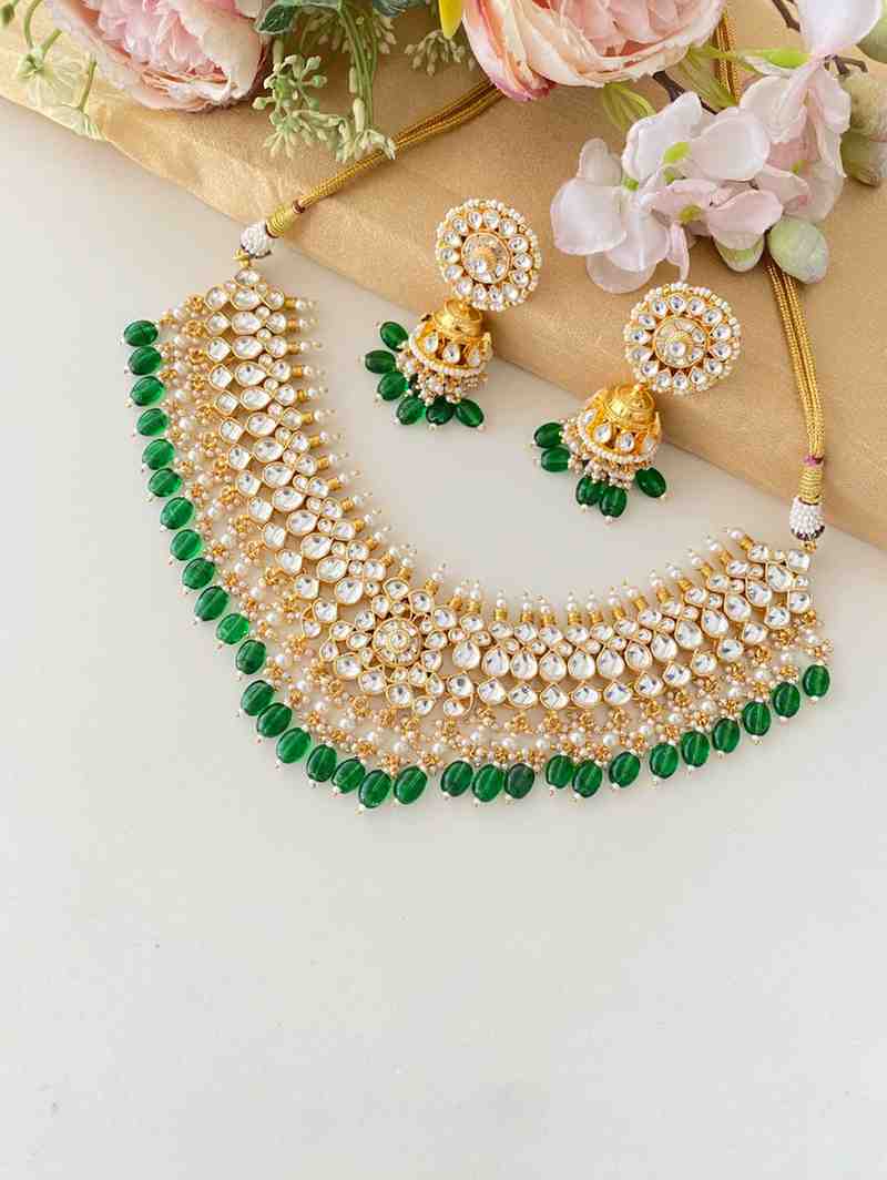 Kundan Gold plated Necklace Set With Jhumka