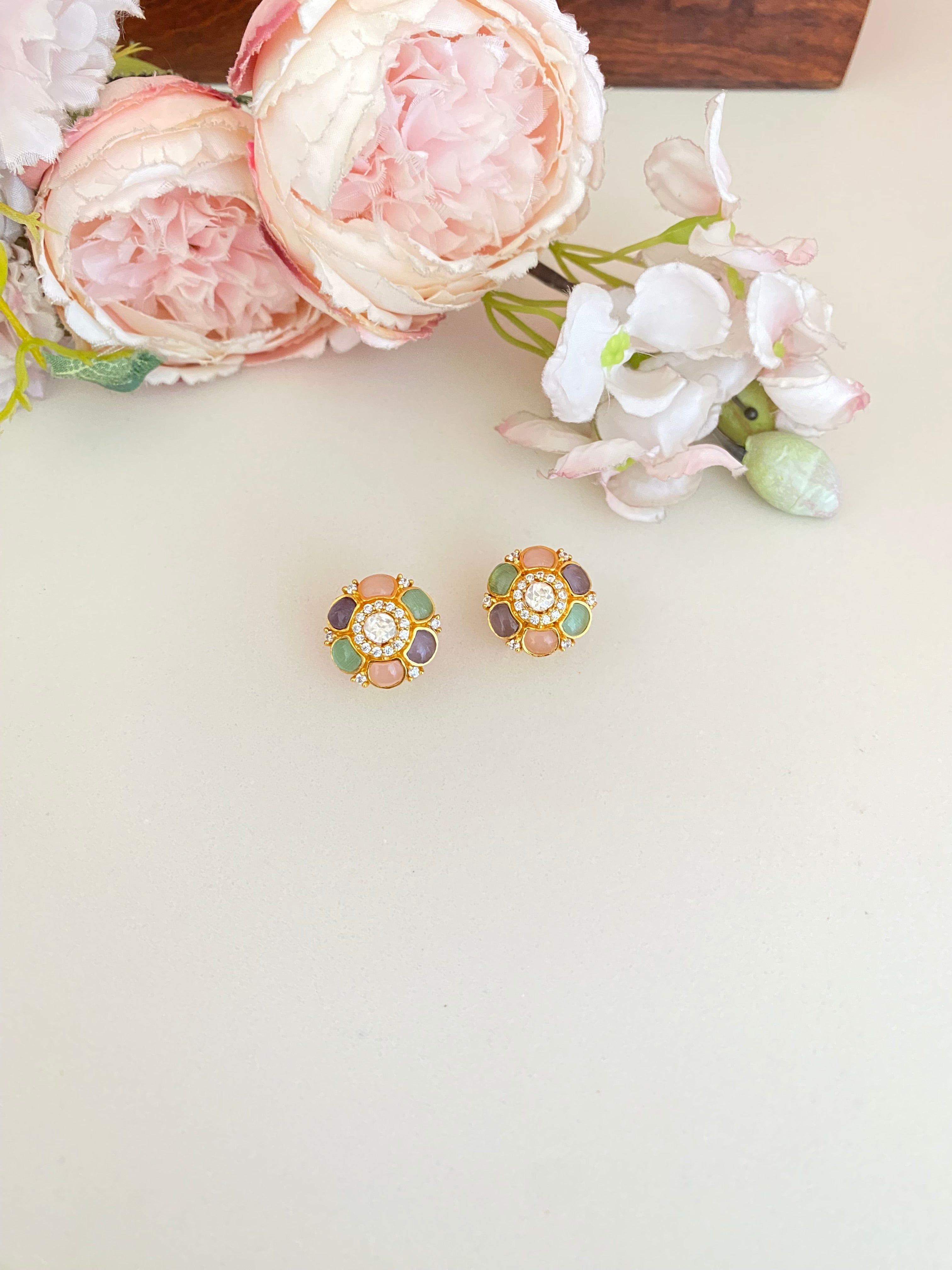 Gold plated Moissanite studs