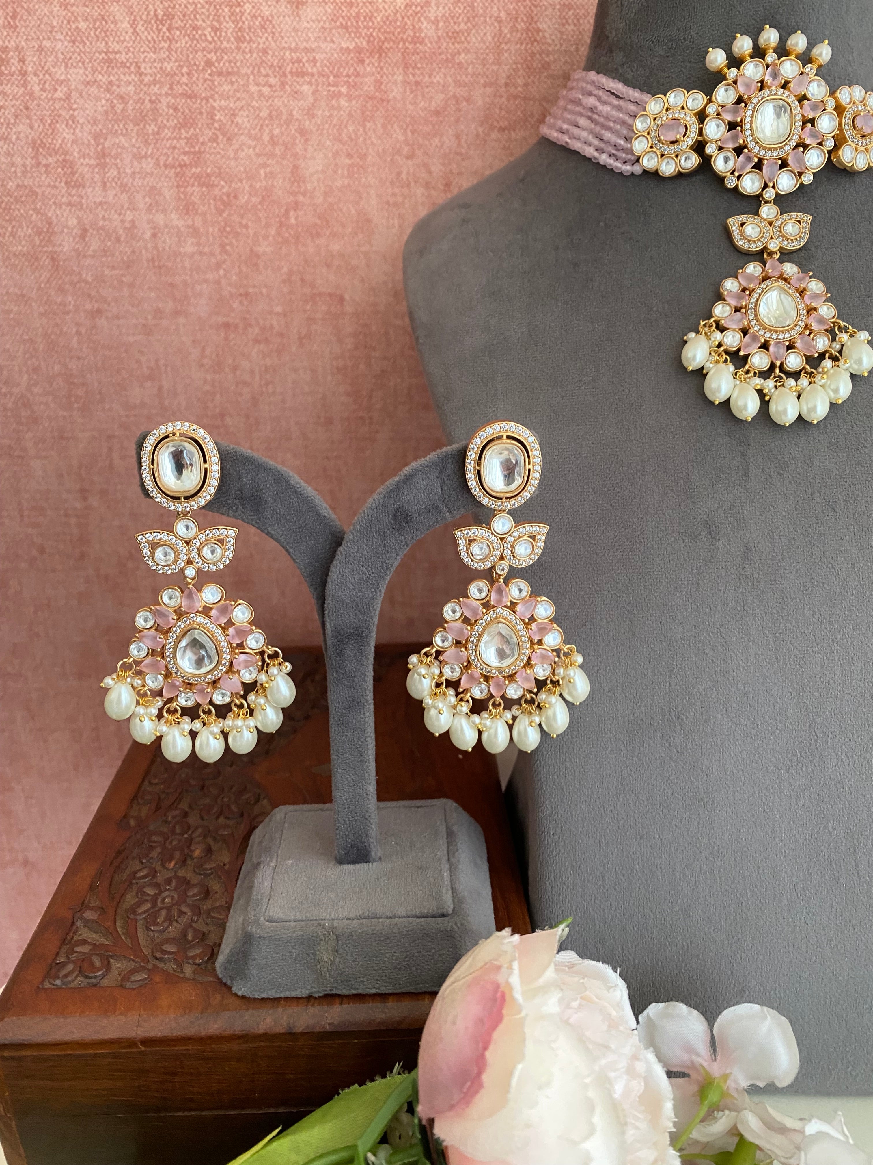 Gold plated Pink Chokar Set