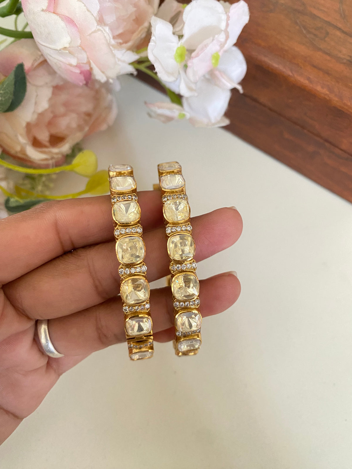 Gold plated Moissanite Bangles