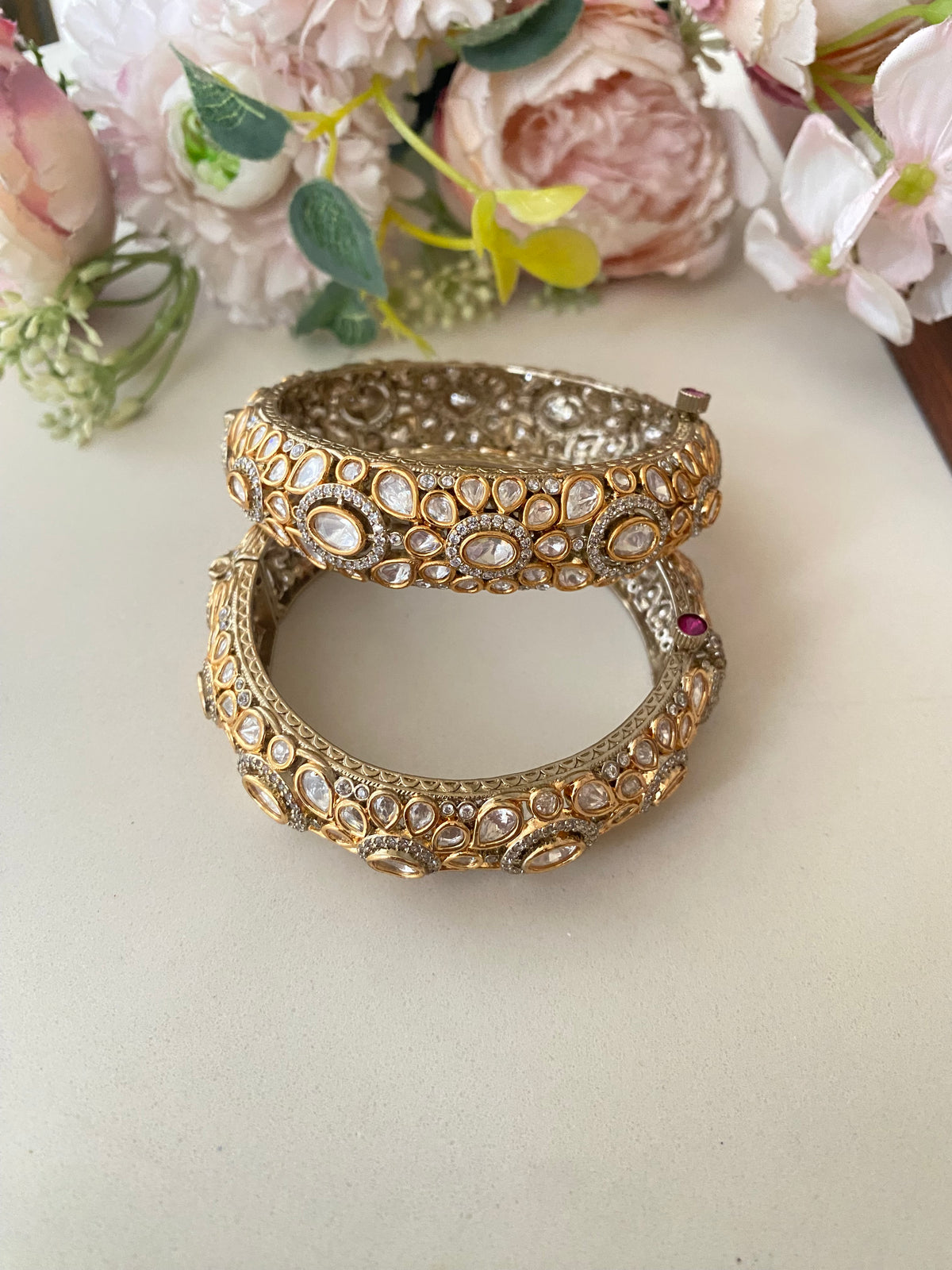 Gold plated Moissanite Bangles