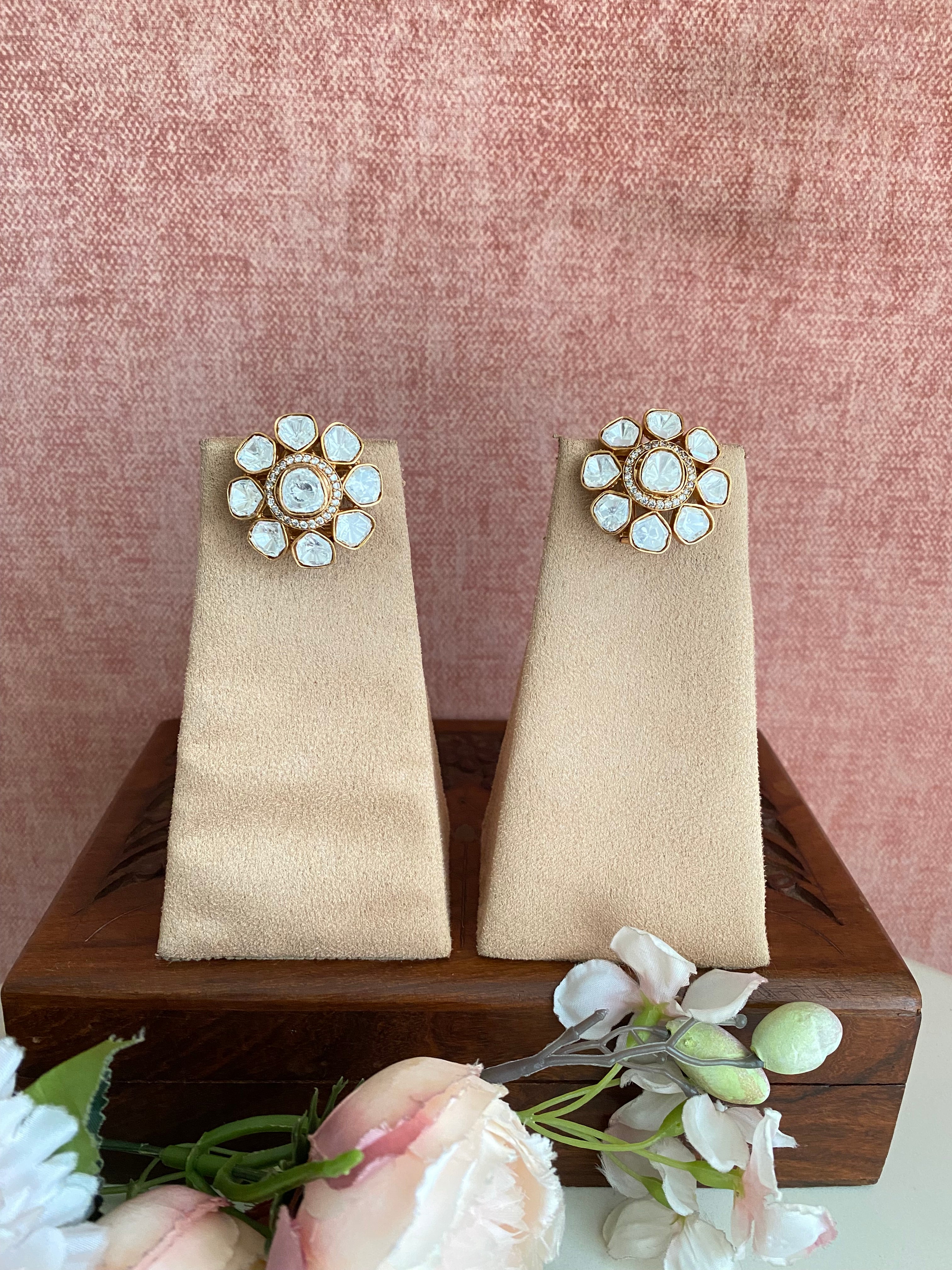 Gold plated Moissanite studs