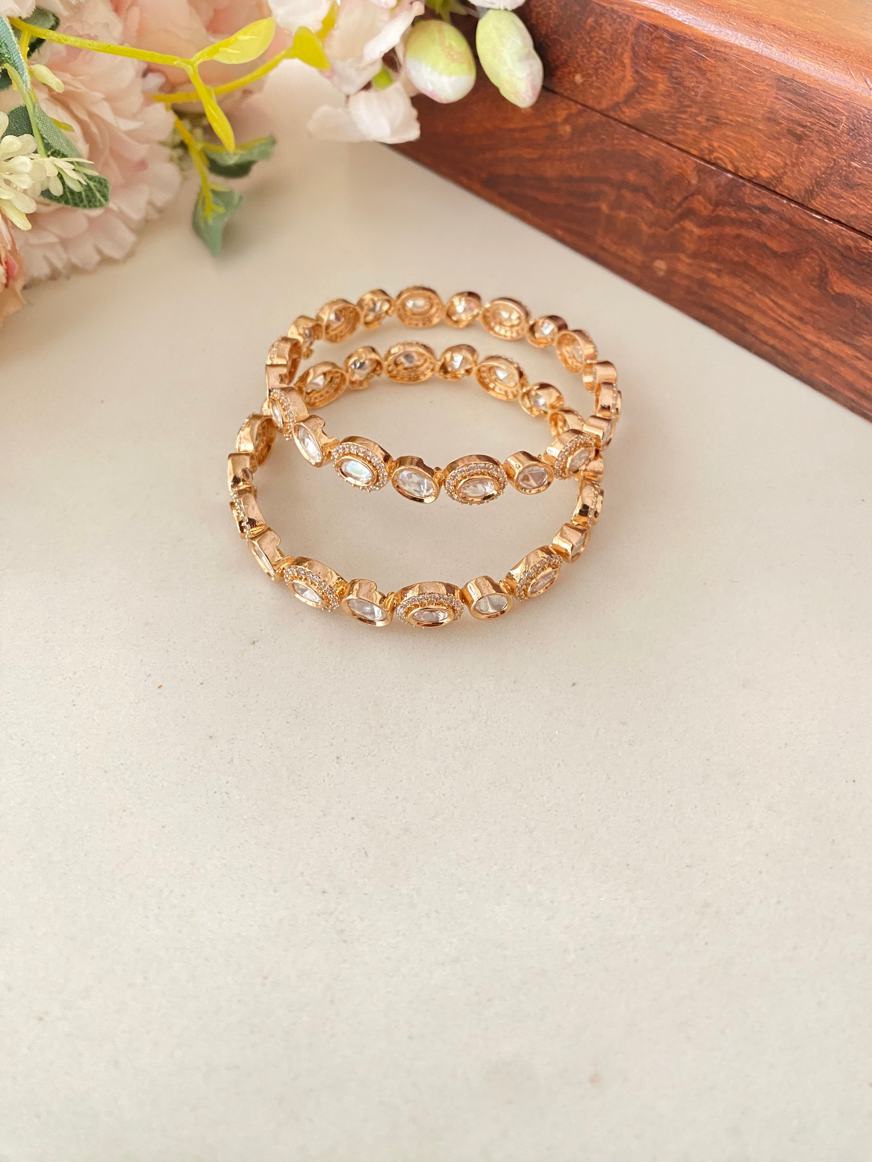 Gold plated Moissanite Bangles
