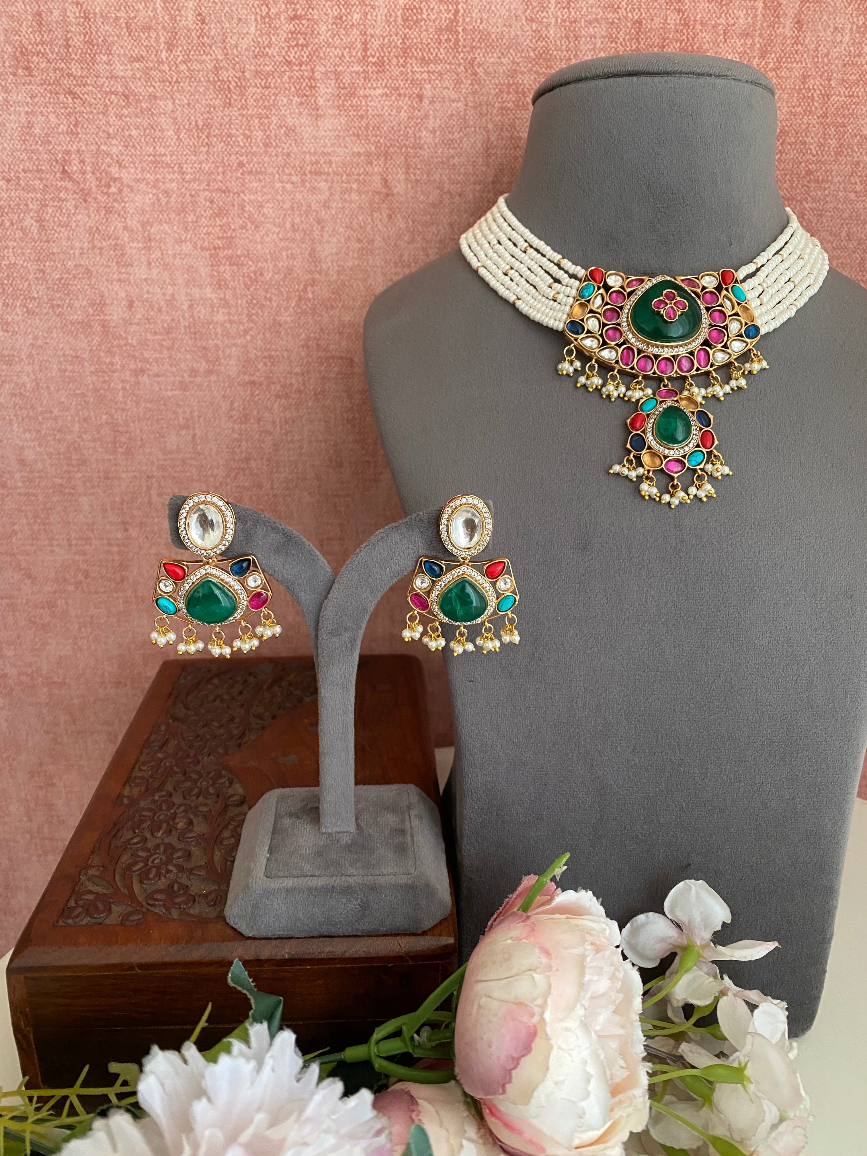 Multi Color Moissanite Necklace set