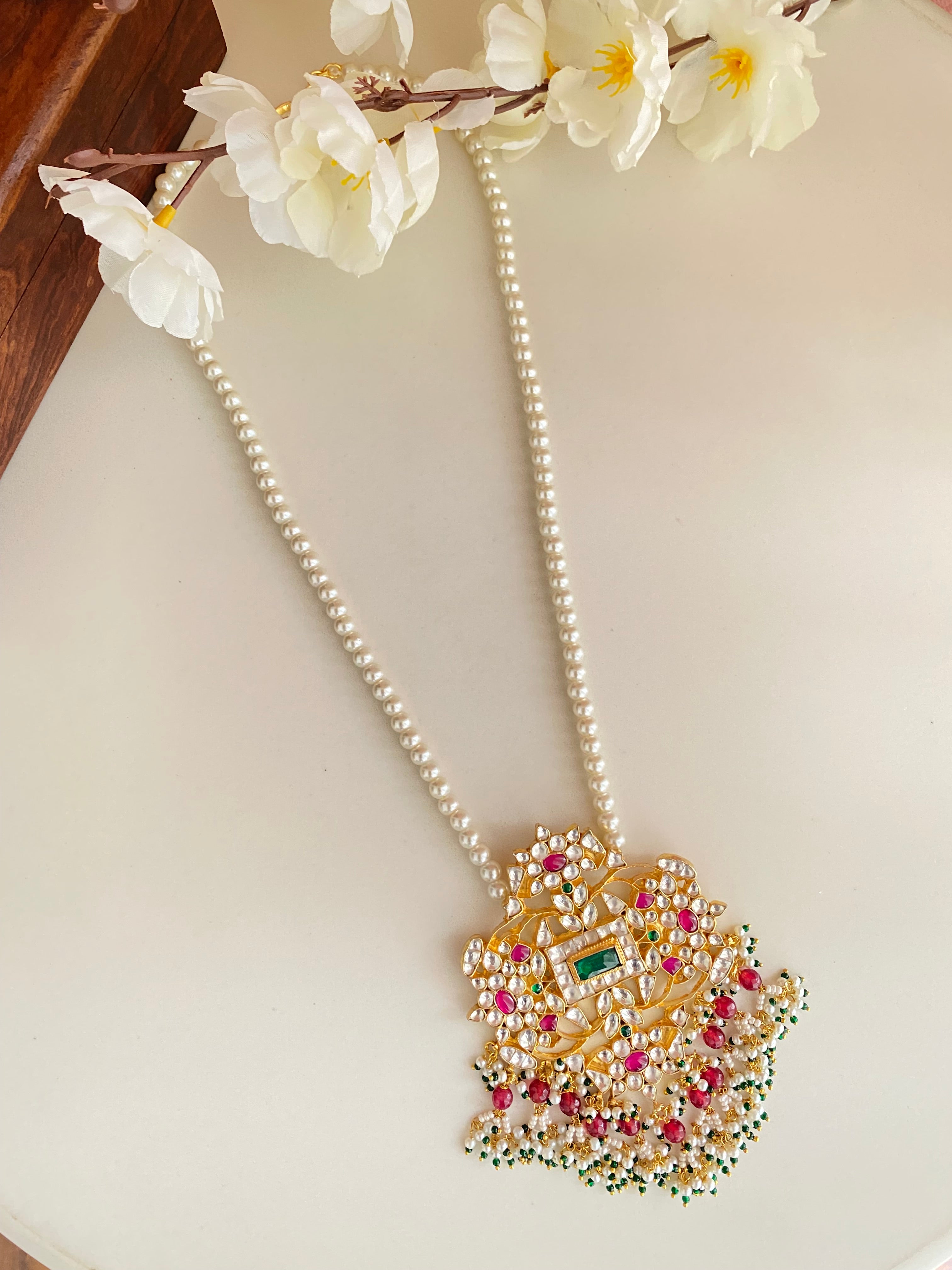 Gold Plated Kundan Long Necklace Set