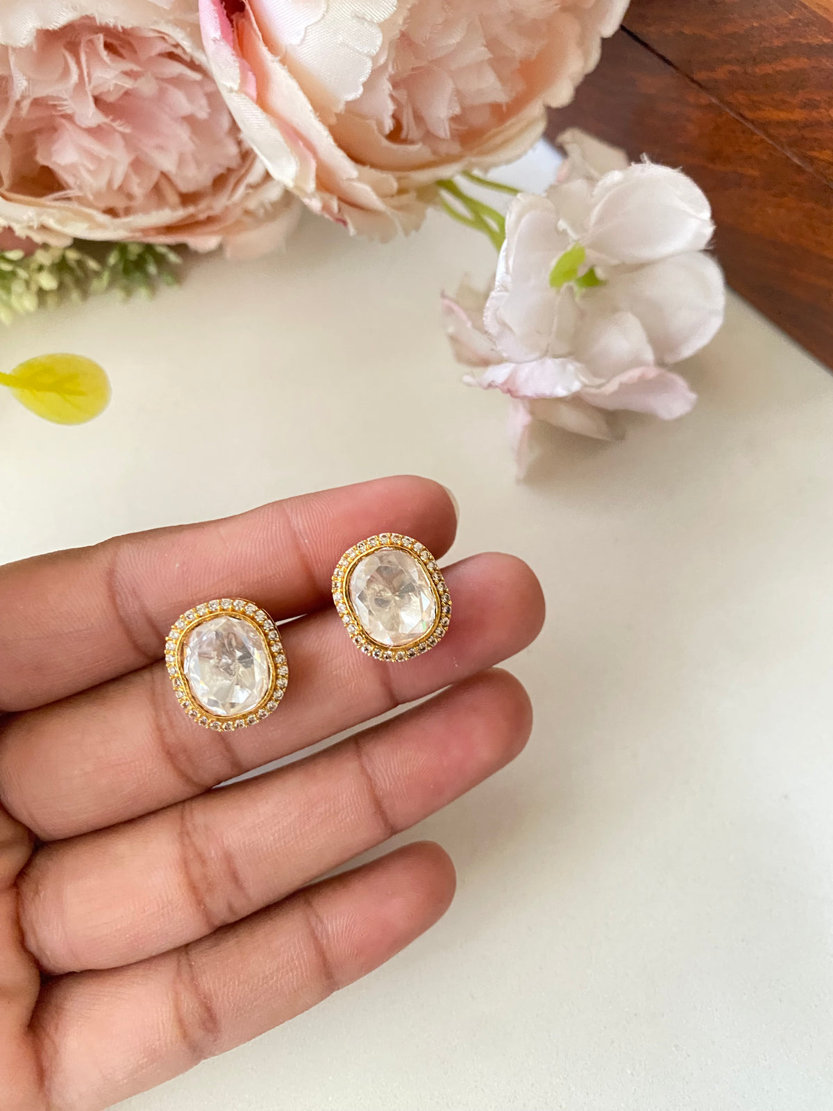 Gold plated Moissanite studs
