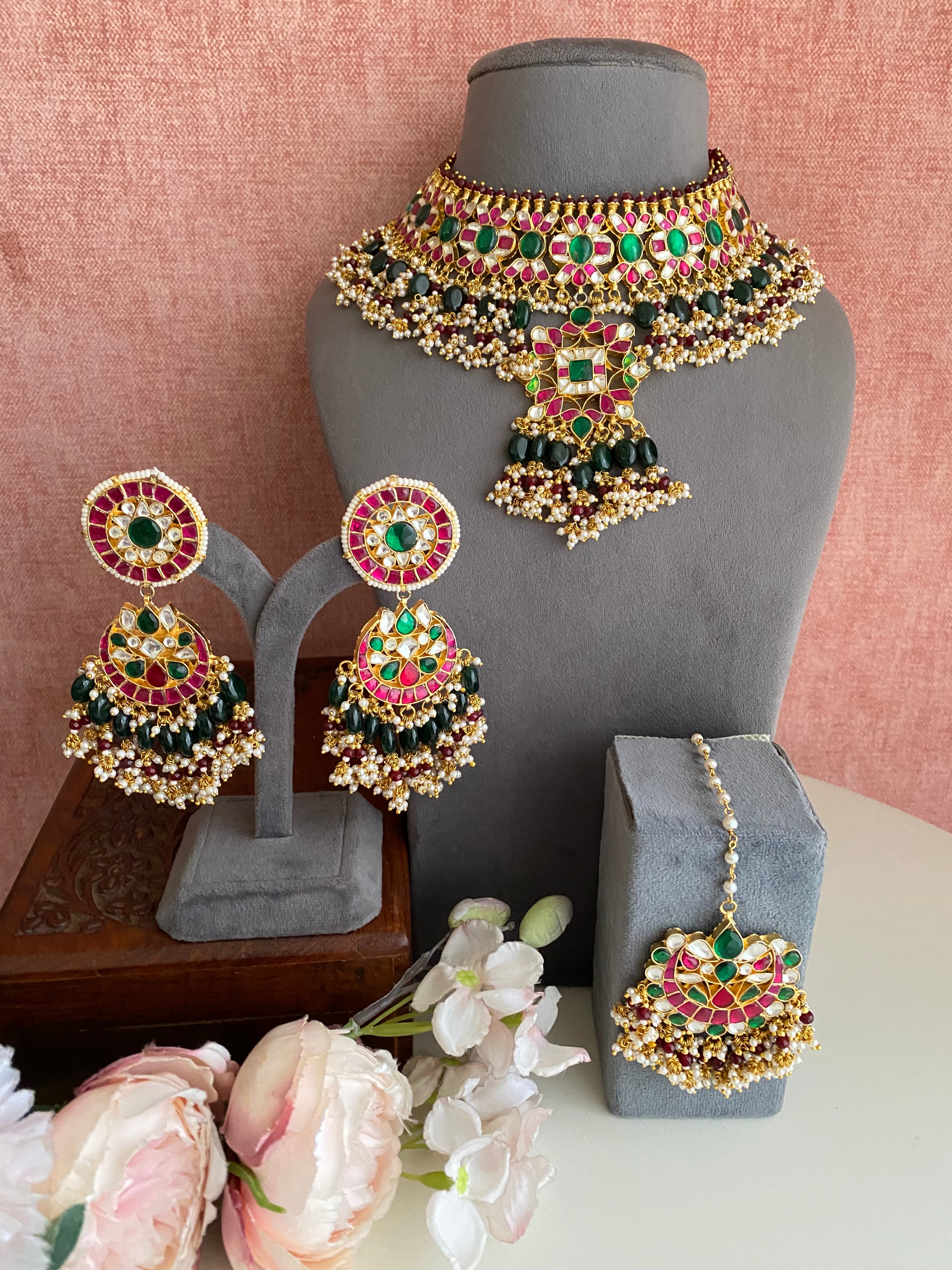 Multicolour kundan Bridal Set
