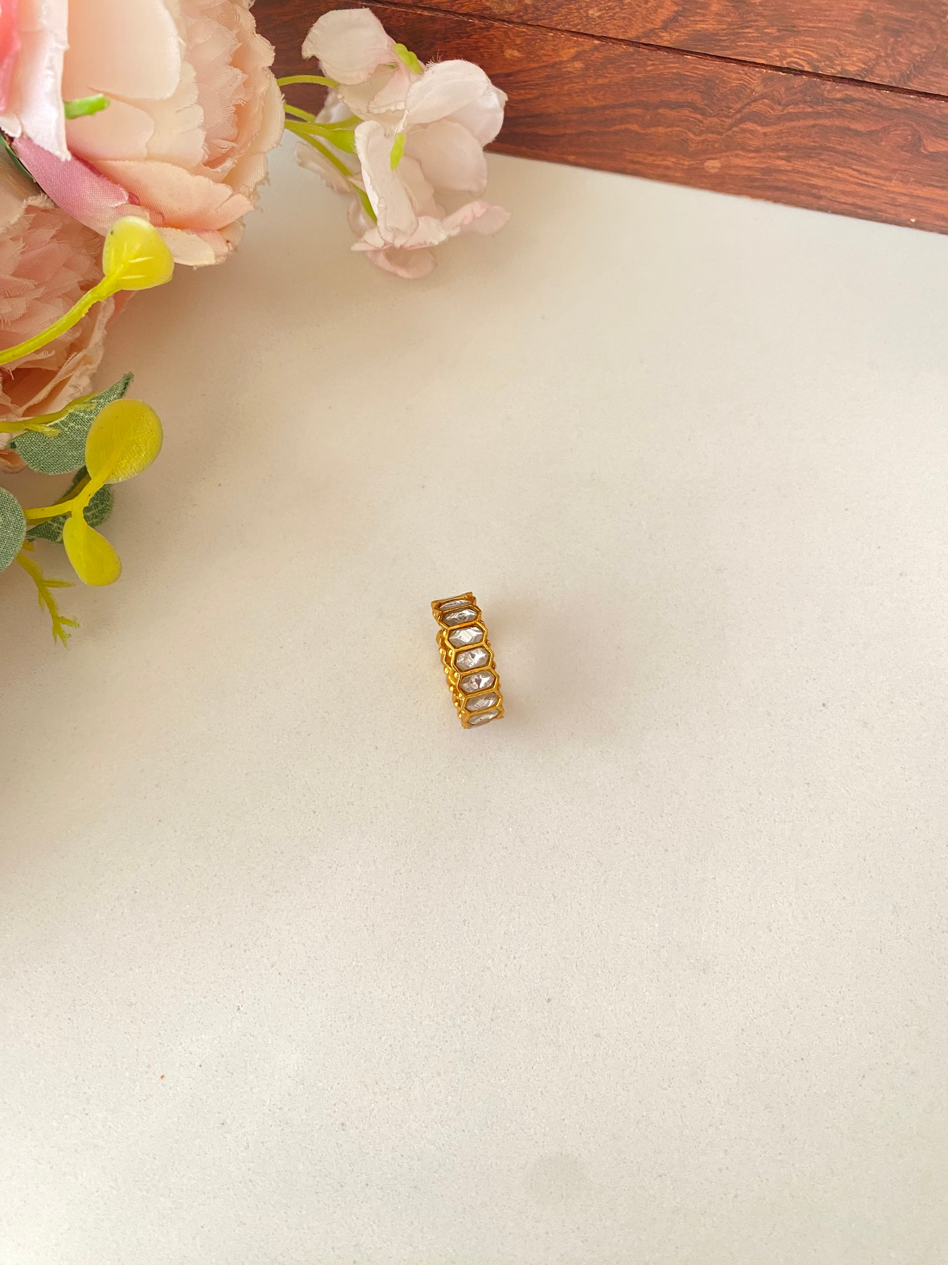 Gold plated Kundan Band Ring