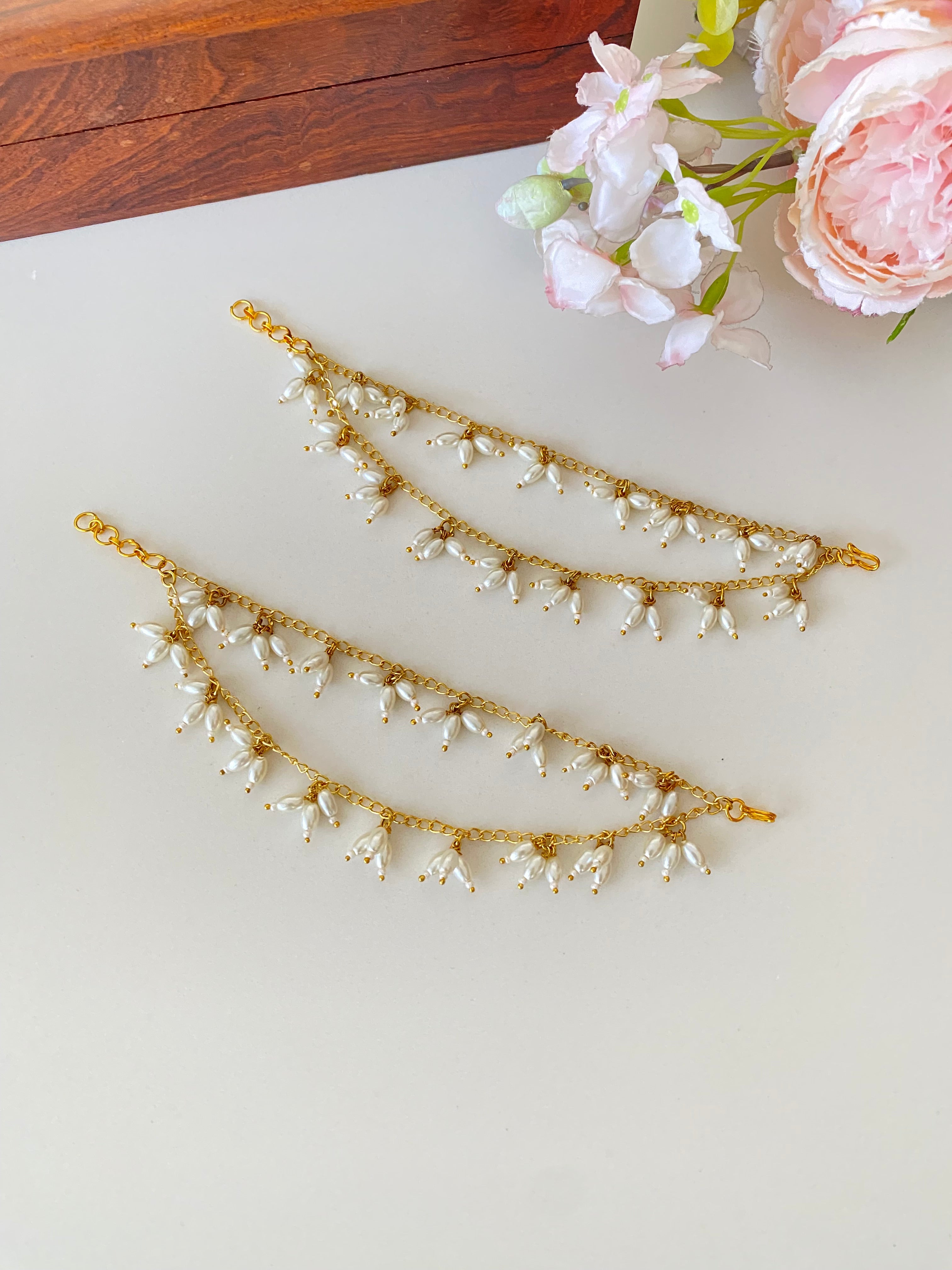 Gold Plated Pearl Ear Chain