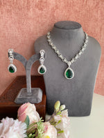 Emerald Diamond Long Necklace set