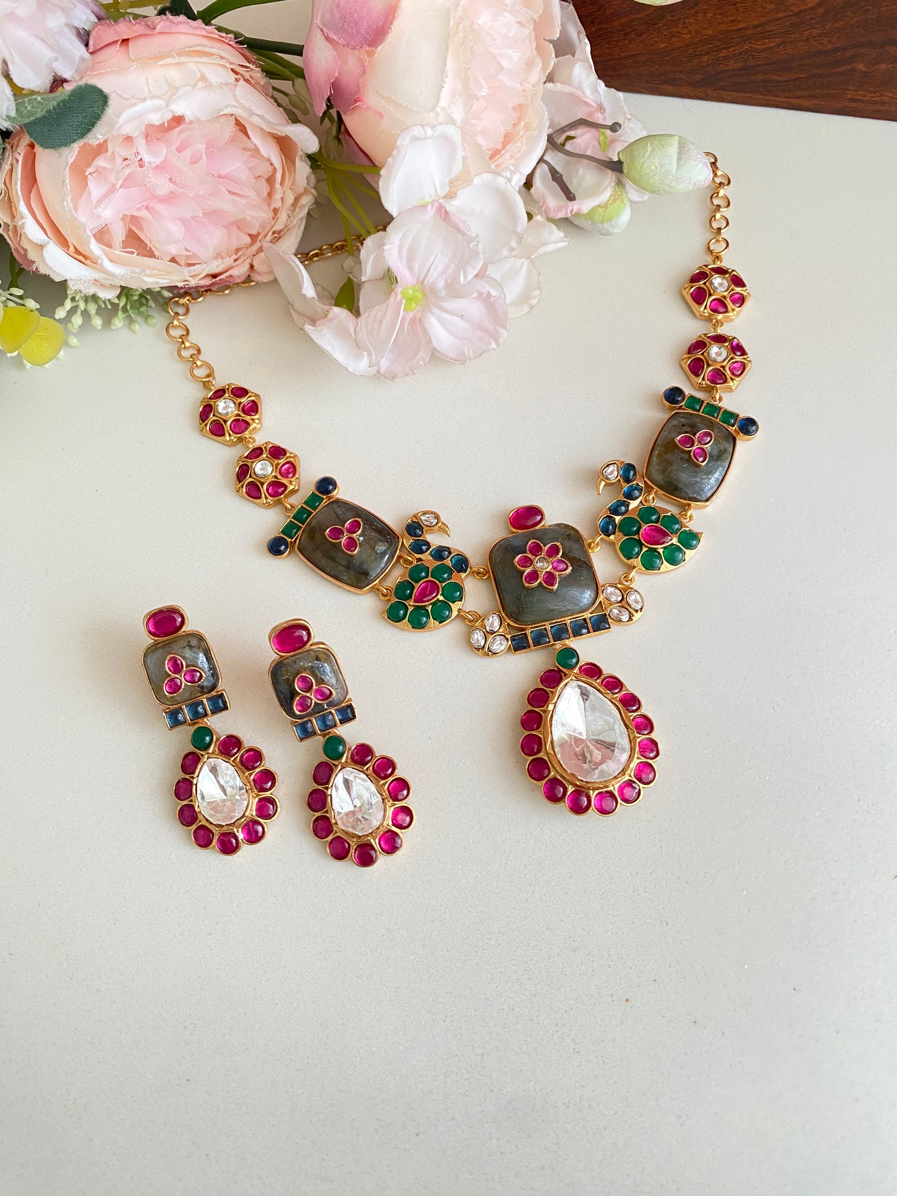 Multi Color Moissanite  Necklace set