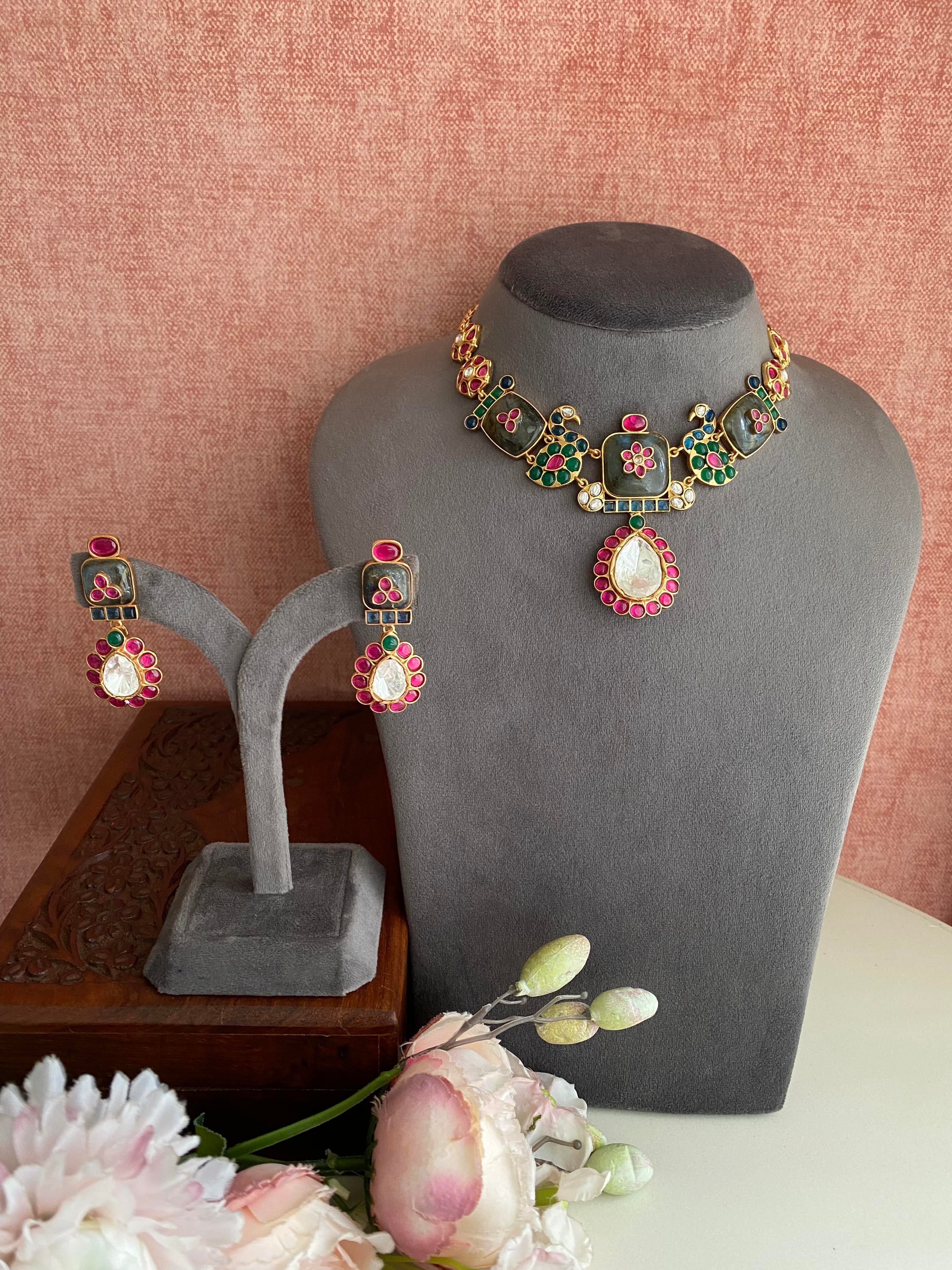 Multi Color Moissanite  Necklace set