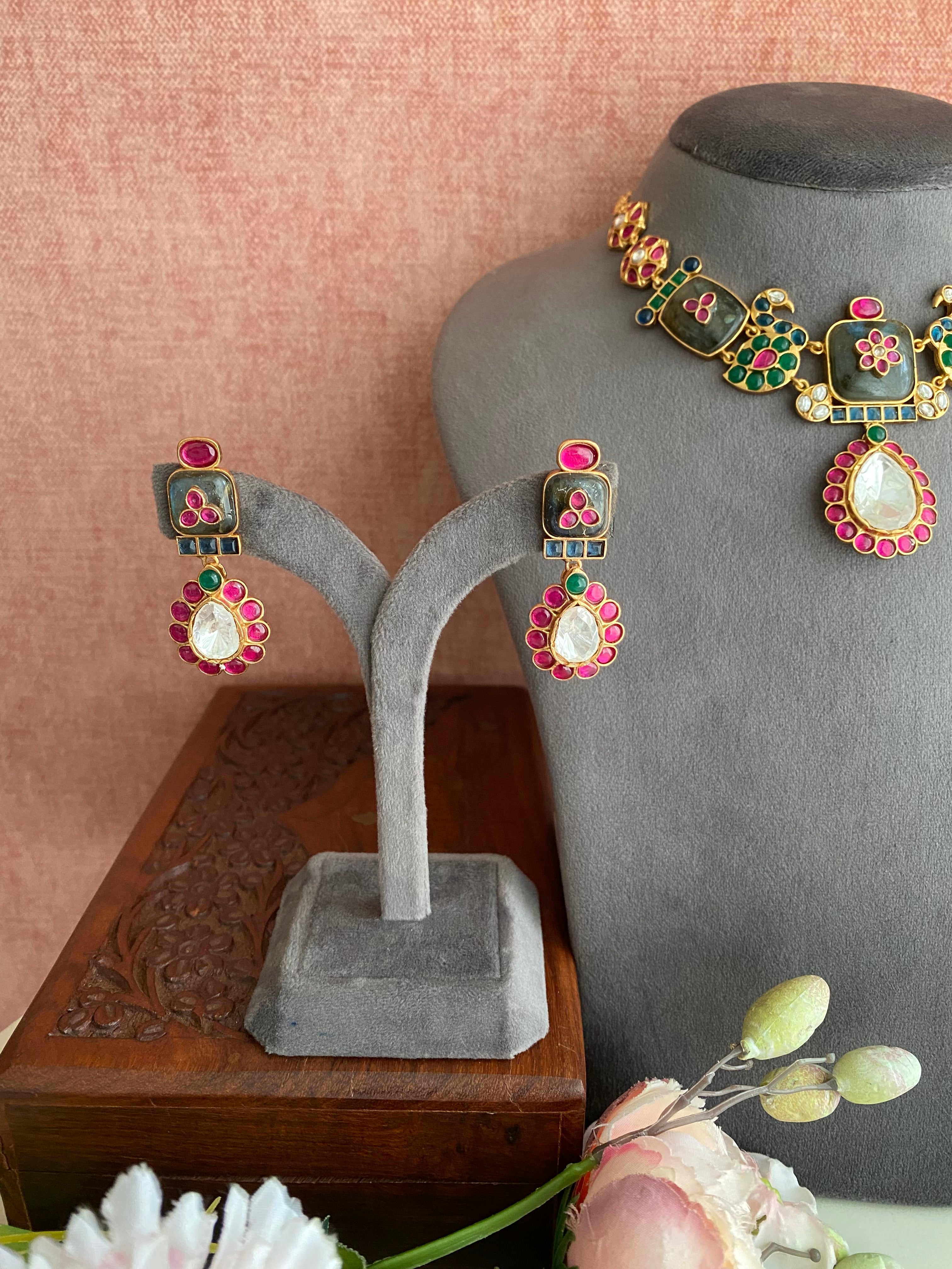 Multi Color Moissanite  Necklace set