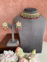 Kundan Choker Set in Pink beads
