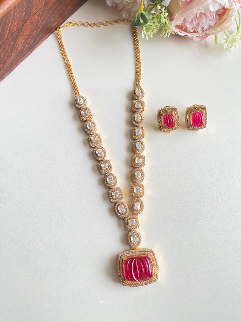 Red Long necklace set