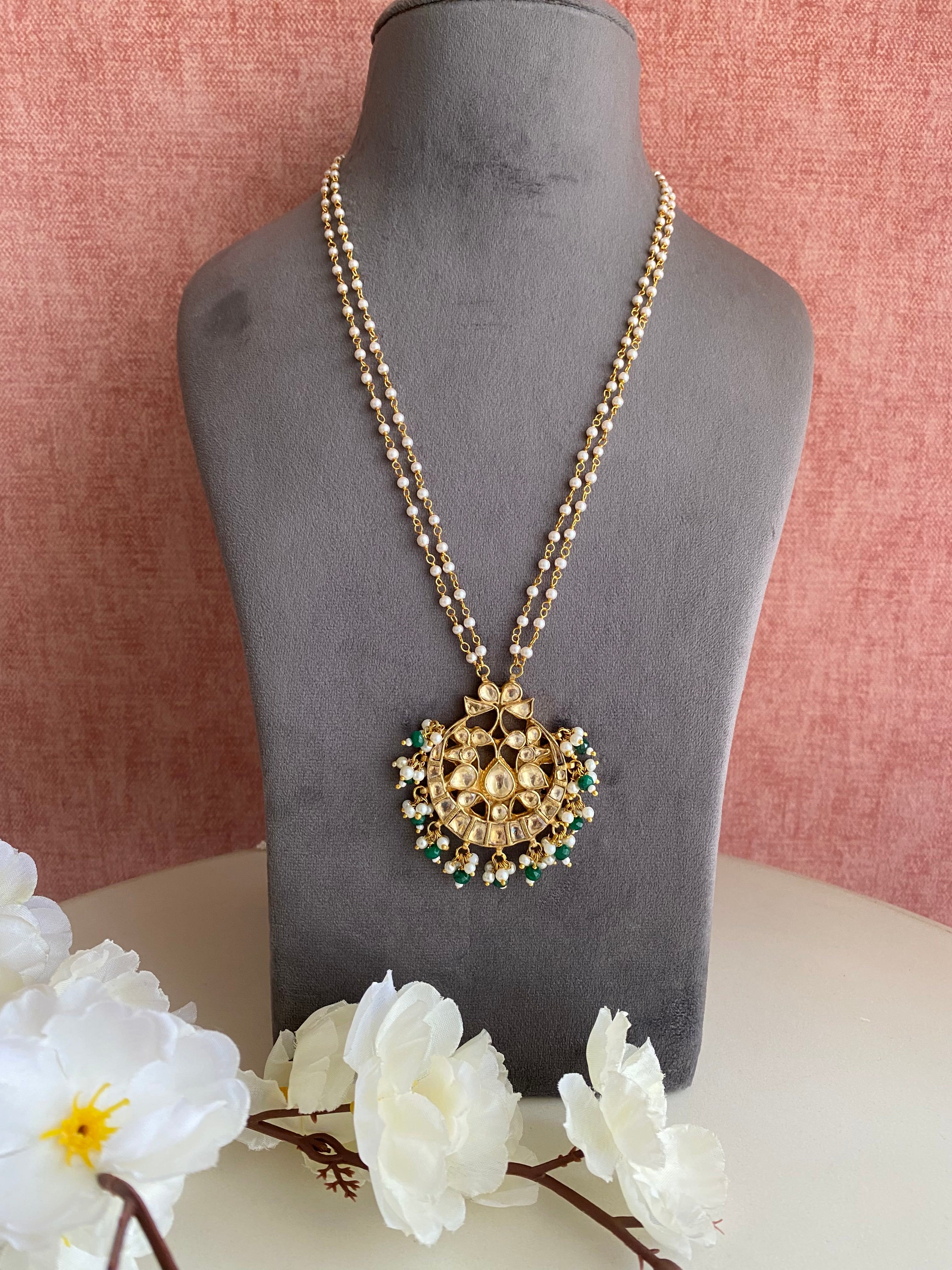 Gold Plated Kundan Long Necklace Set