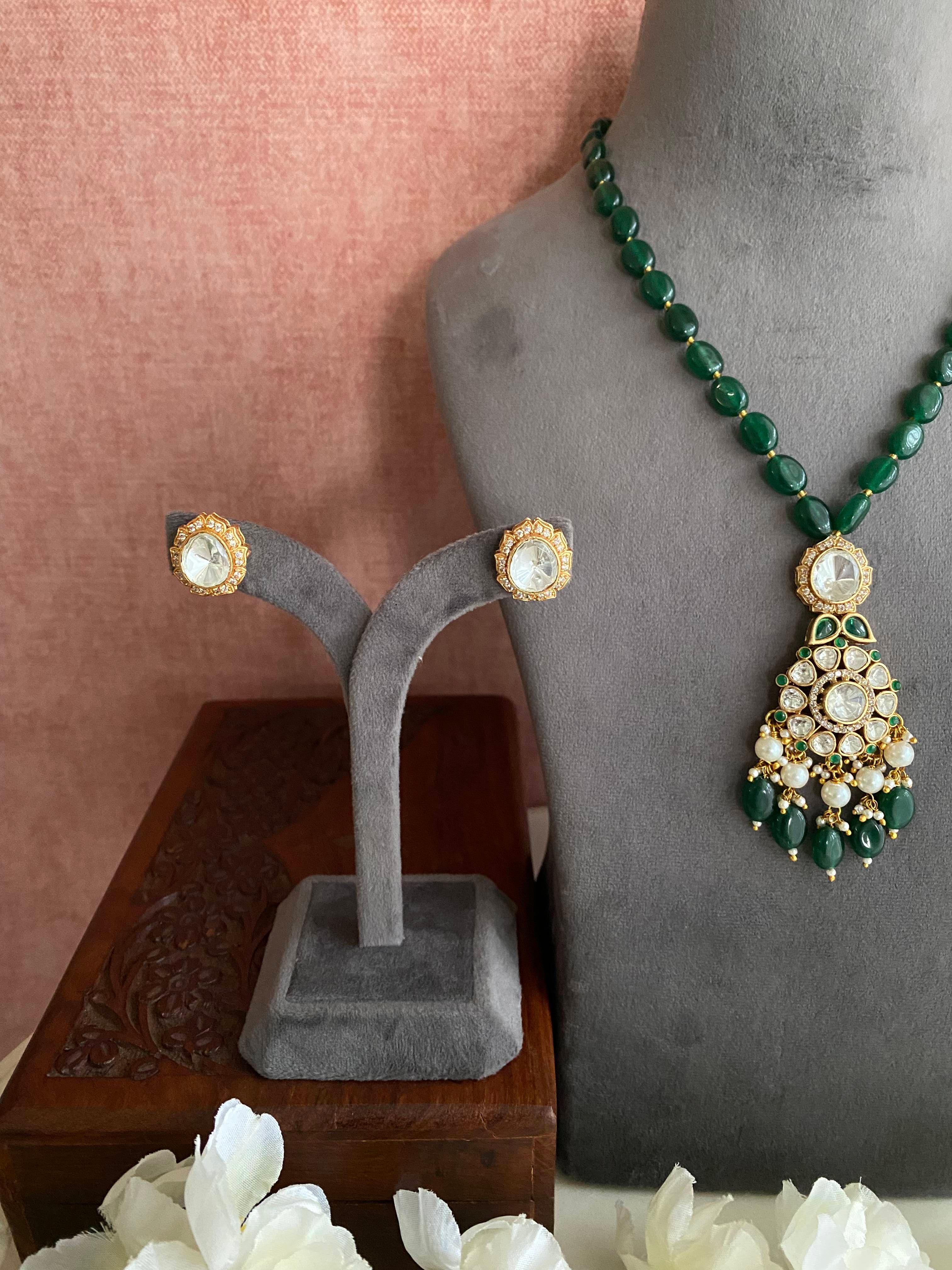 Moissanite Green pendant Set
