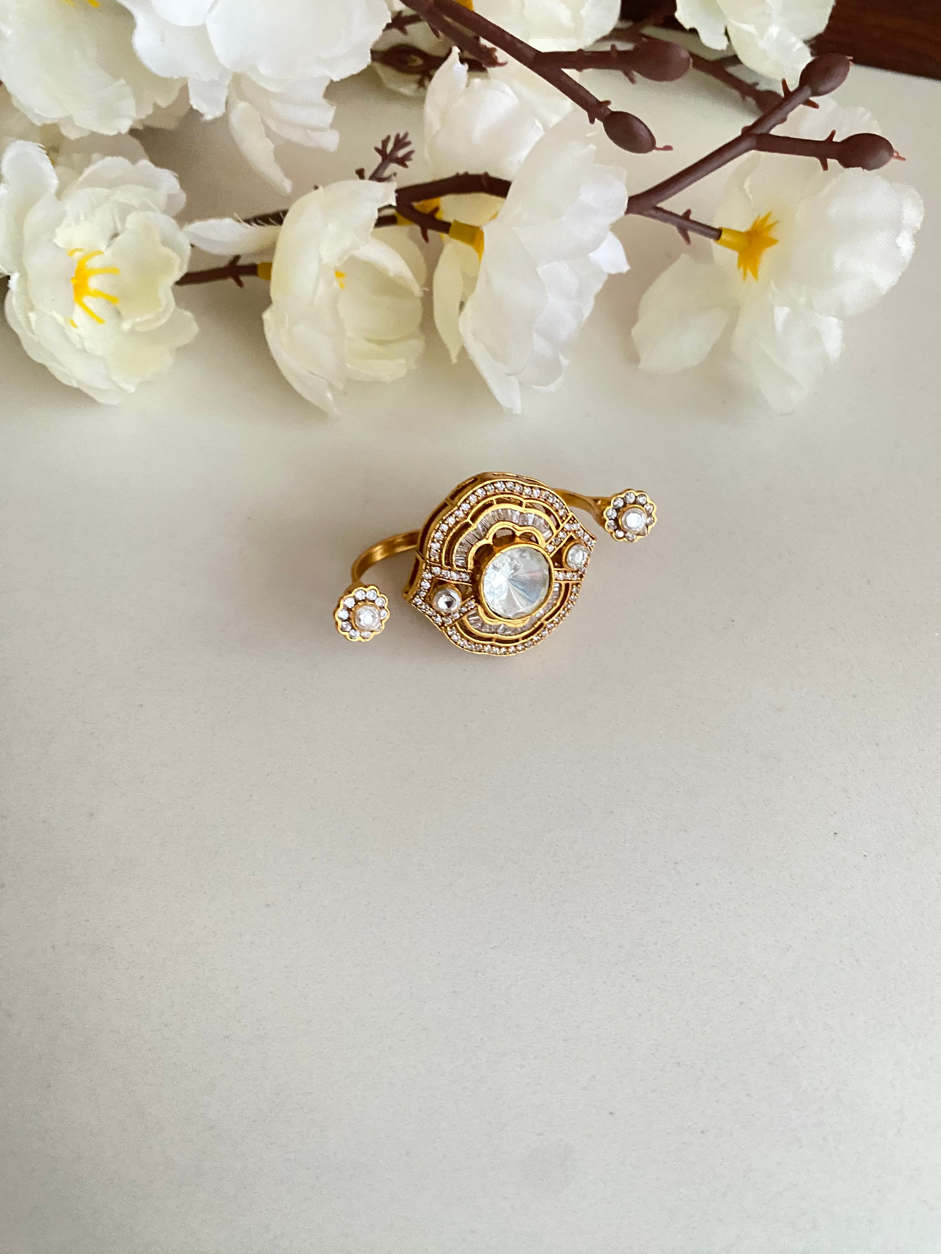 Moissanite Polki Ring
